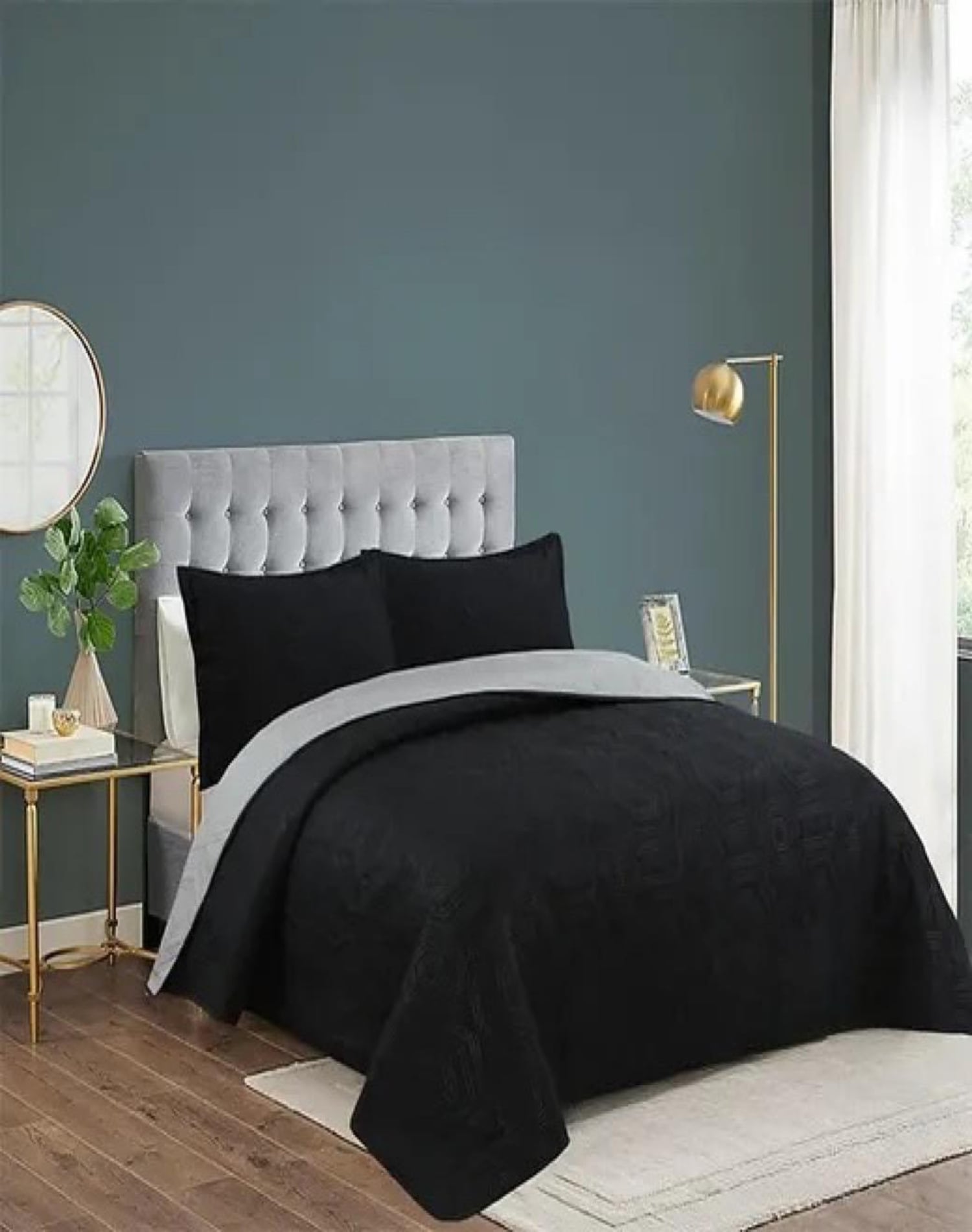 CUBRECAMA NEGRO QUILT 2 PLAZAS VERANO LIGERO Y SUAVE E4 - 3