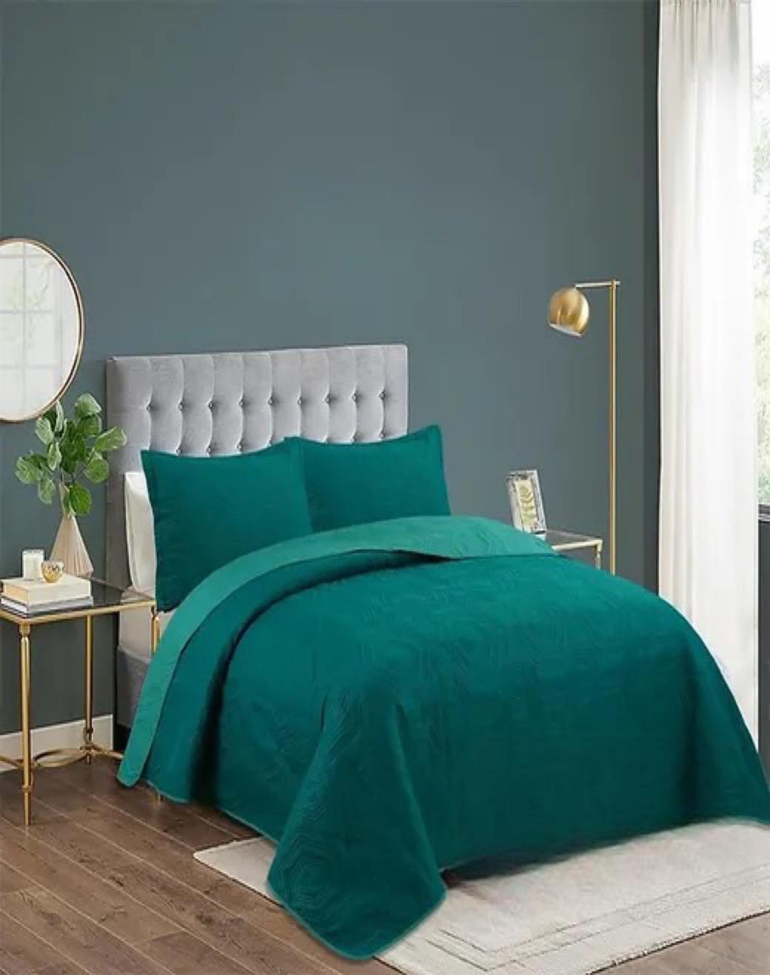 CUBRECAMA VERDE QUILT 2 PLAZAS VERANO LIGERO Y SUAVE E3 - 3