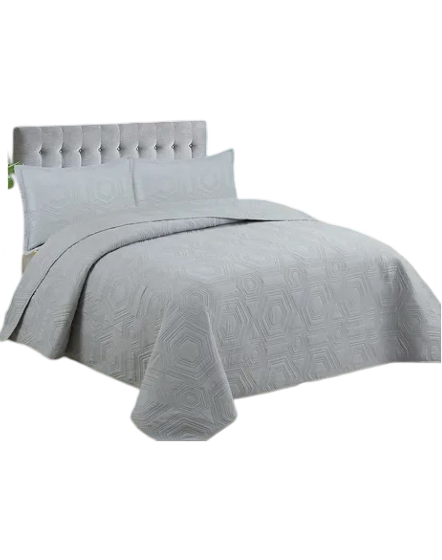 CUBRECAMA GRIS QUILT 2 PLAZAS VERANO LIGERO Y SUAVE E5 - 1