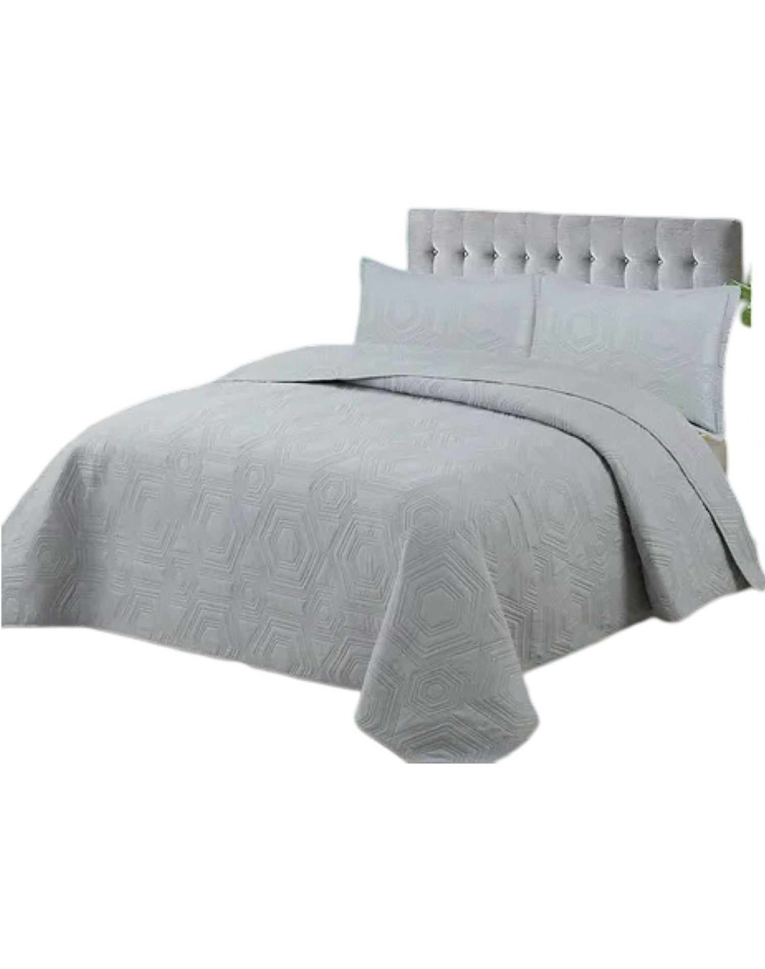 CUBRECAMA GRIS QUILT 2 PLAZAS VERANO LIGERO Y SUAVE E5 - 2