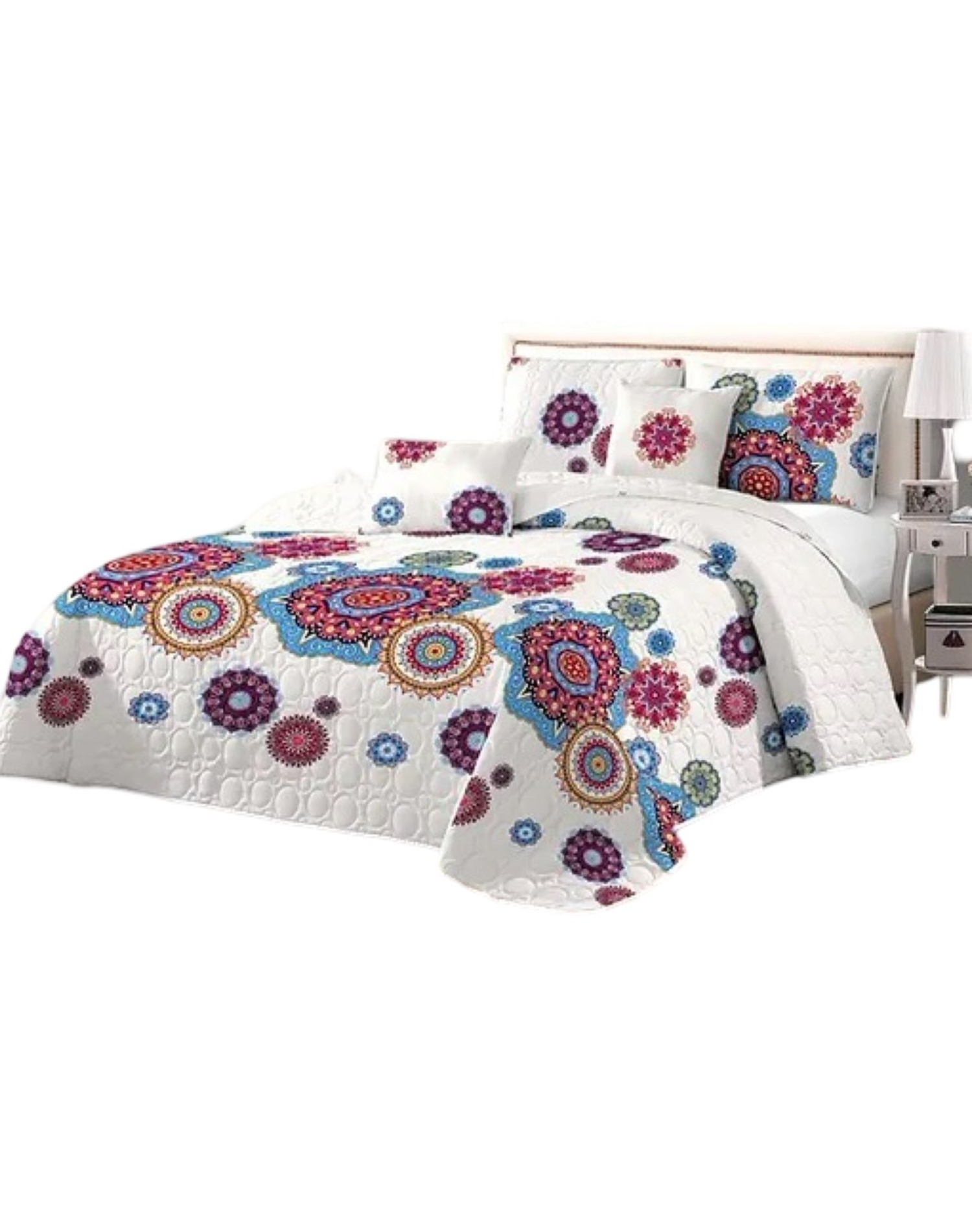 CUBRECAMA MULTICOLOR QUILT 2 PLAZAS VERANO LIGERO Y SUAVE E6 - 1