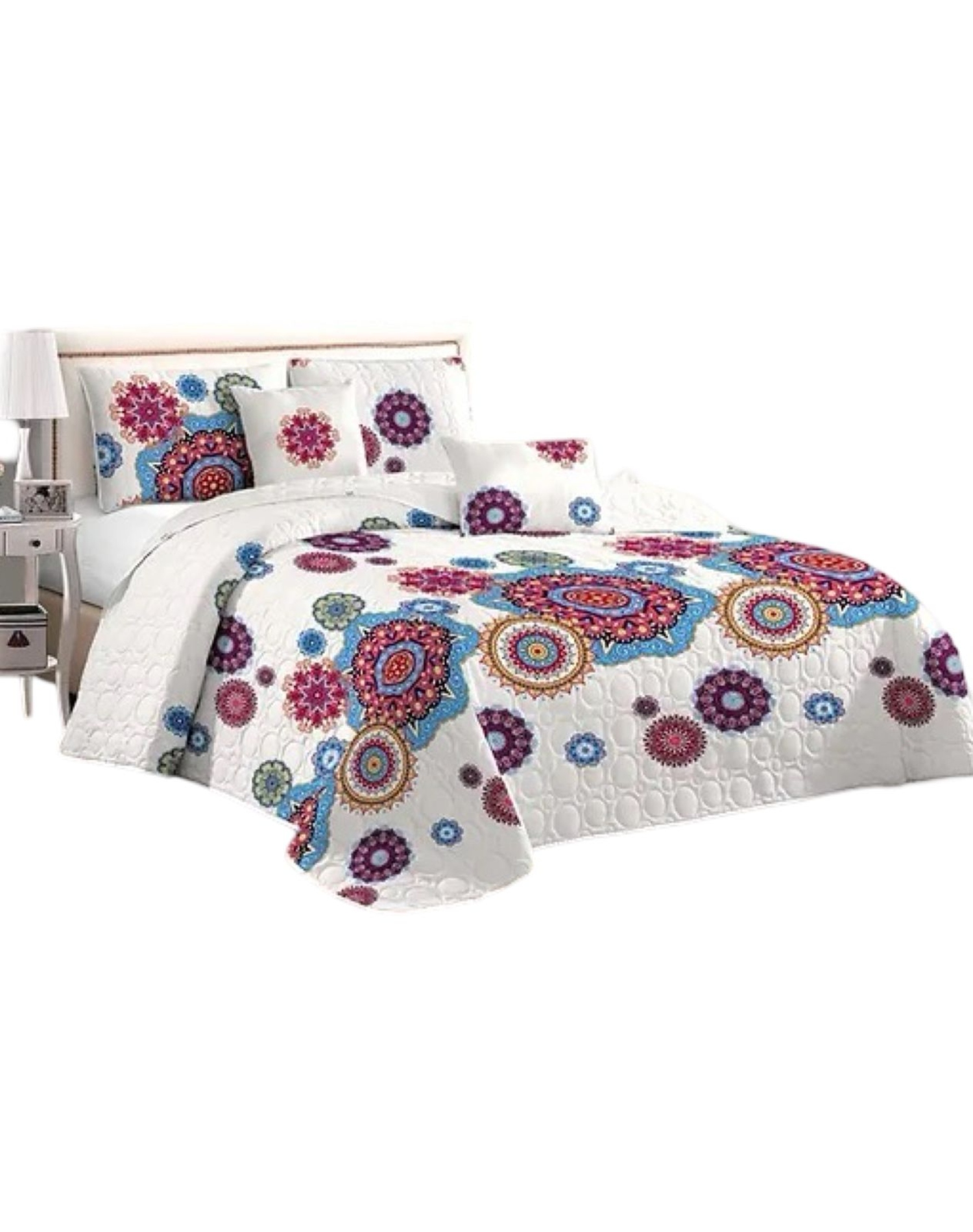 CUBRECAMA MULTICOLOR QUILT 2 PLAZAS VERANO LIGERO Y SUAVE E6 - 2