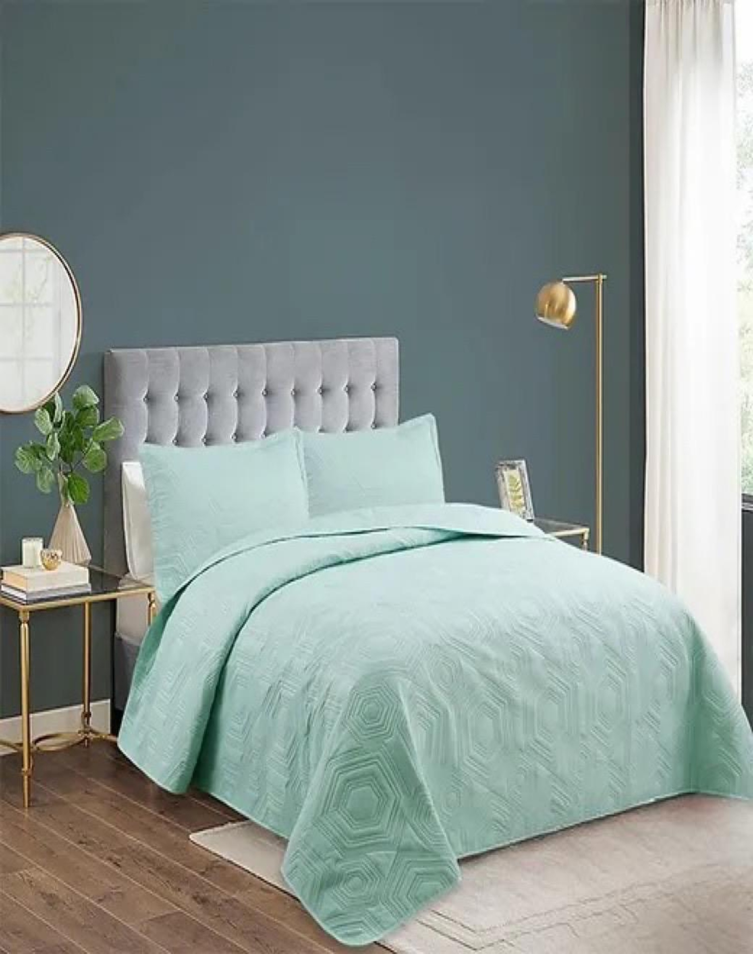 CUBRECAMA TURQUESA QUILT 2 PLAZAS VERANO LIGERO Y SUAVE E2 - 3