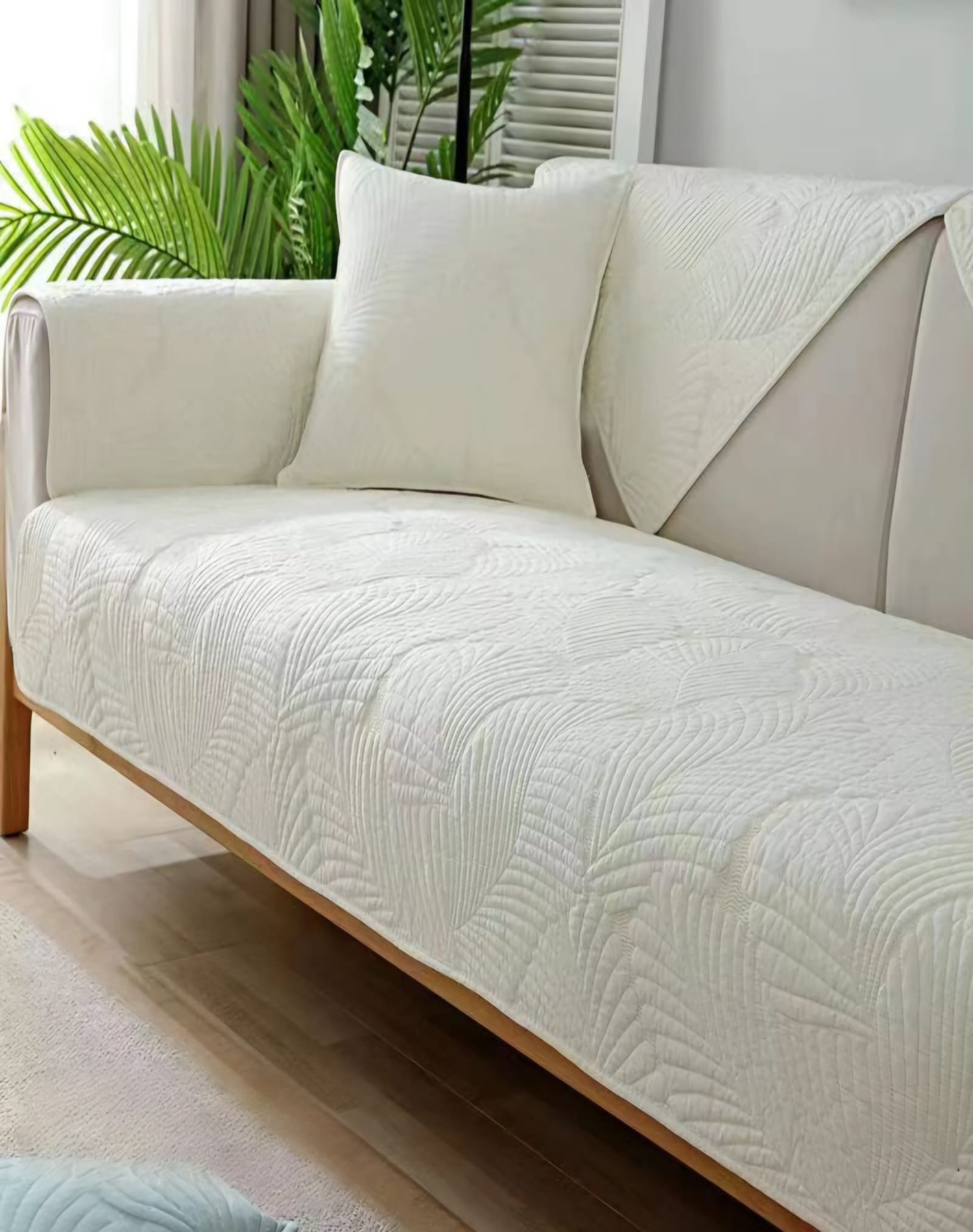 FUNDA PACK MAT SOFÁ 5 PIEZAS FÁCIL COLOCAR B02 BLANCO - 4