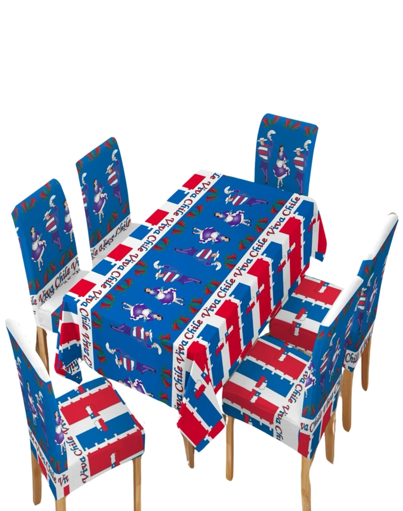MANTEL MAS 6 FUNDAS DE SILLAS FECHAS PATRIAS 140X220CM 05 - 1