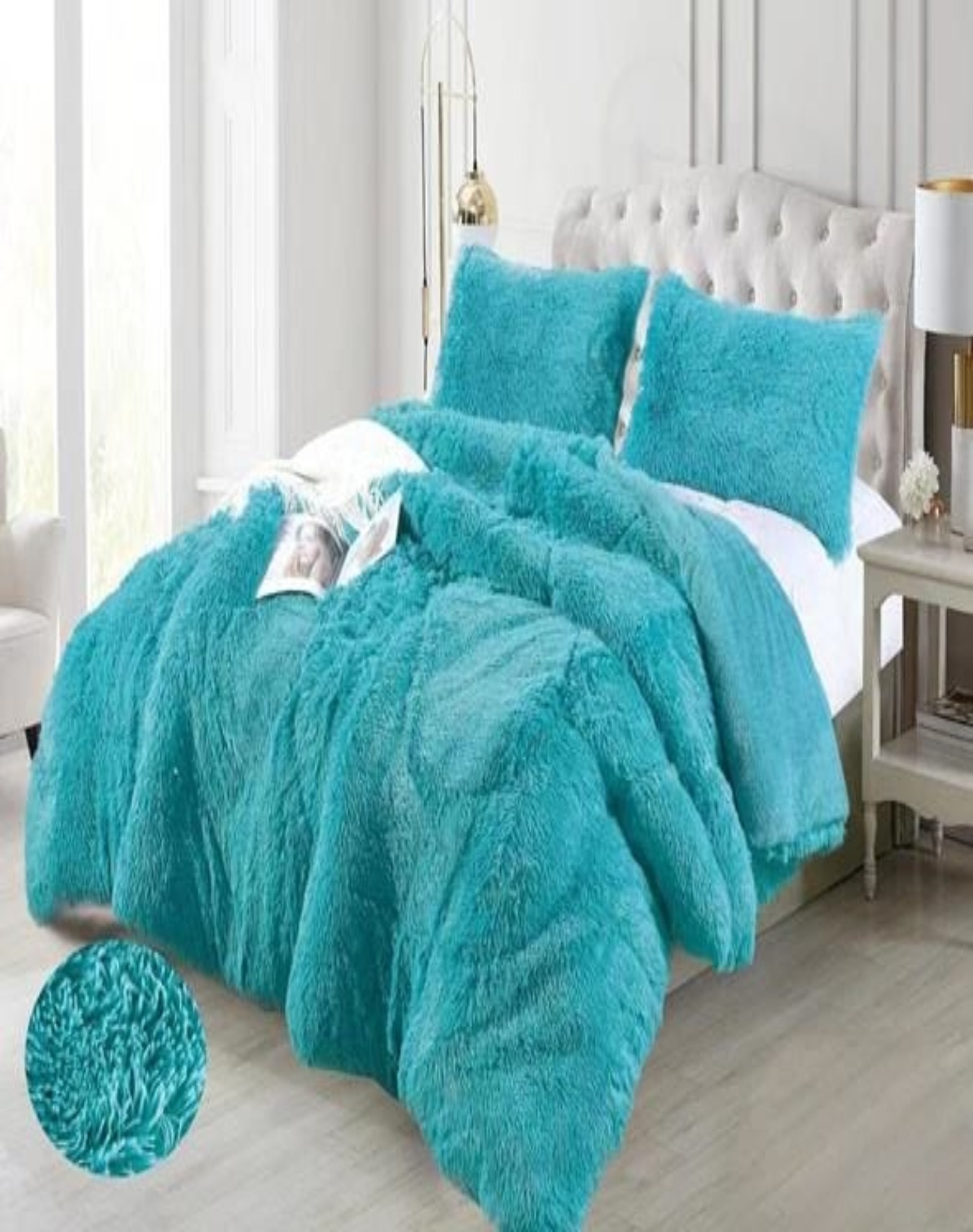 COBERTOR TURQUESA INVIERNO 230X250 CHIPORRO PELO LARGO C8 - 3