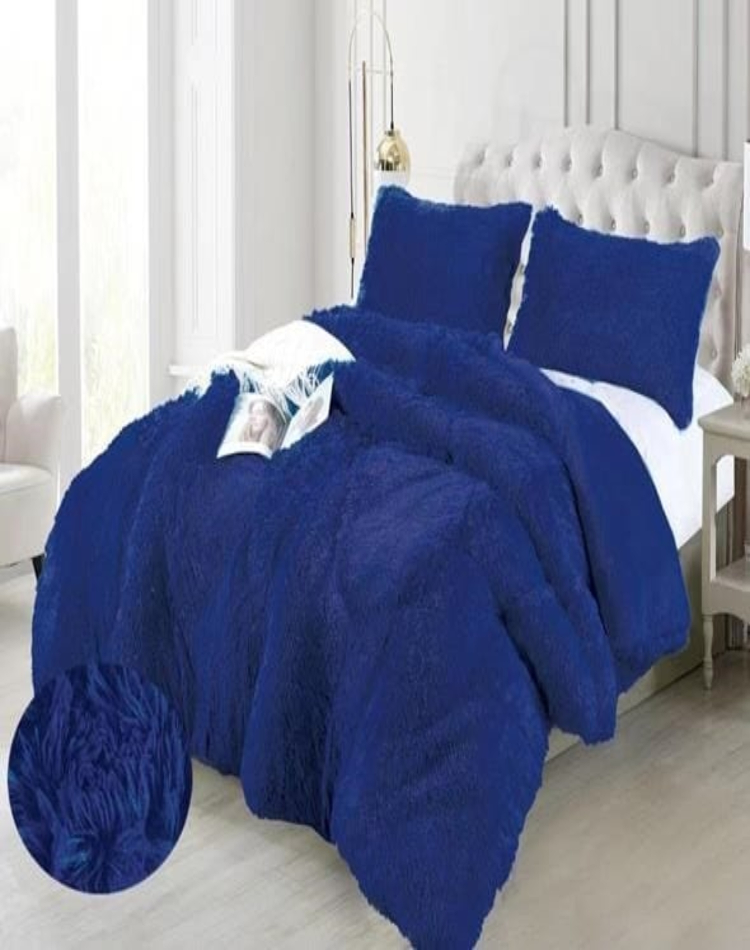 COBERTOR AZUL INVIERNO 230X250 CHIPORRO PELO LARGO C5 - 3