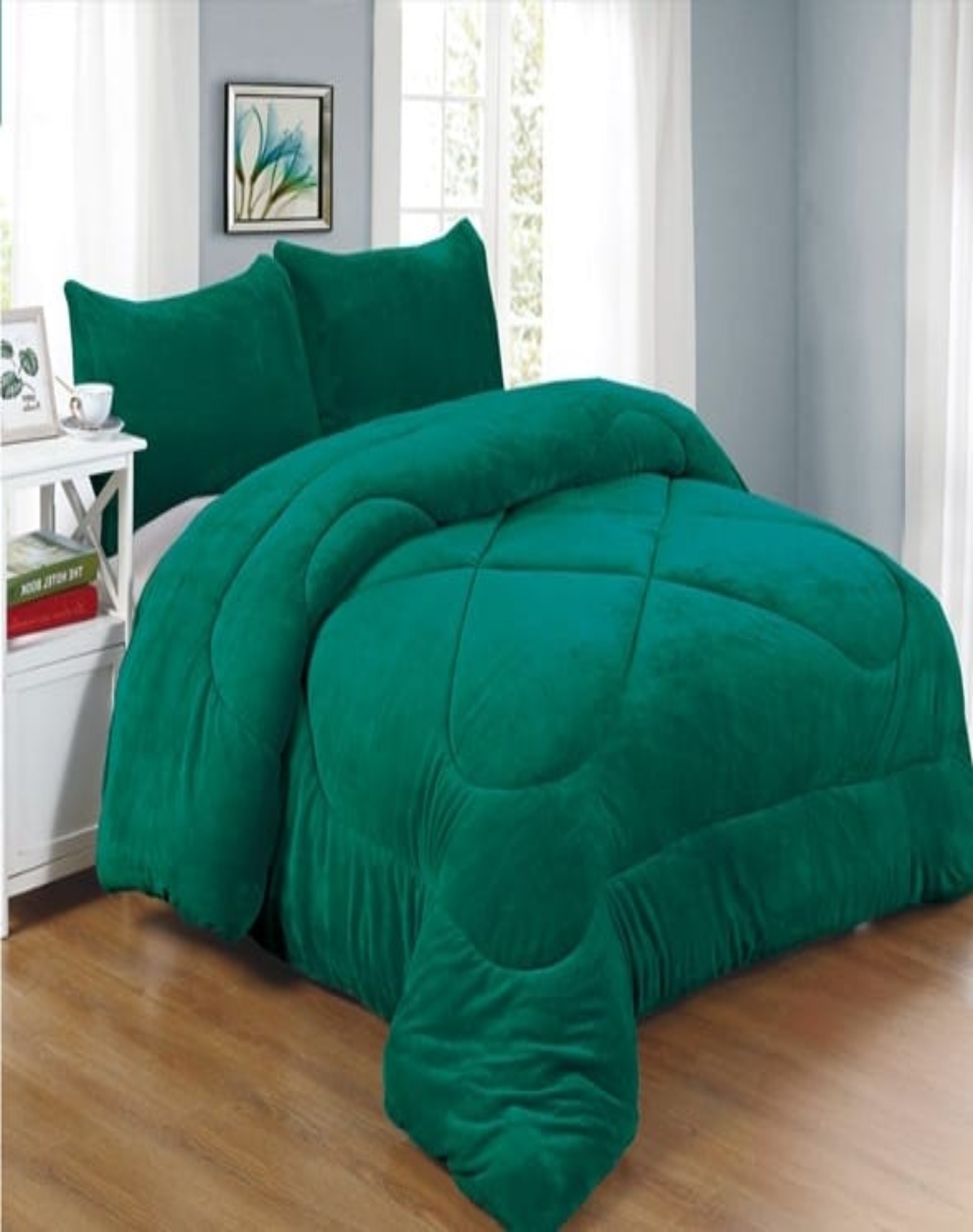 COBERTOR PLUSH VERDE INVIERNO 230X250 CHIPORRO ULTRA CÁLIDO A34 - 3