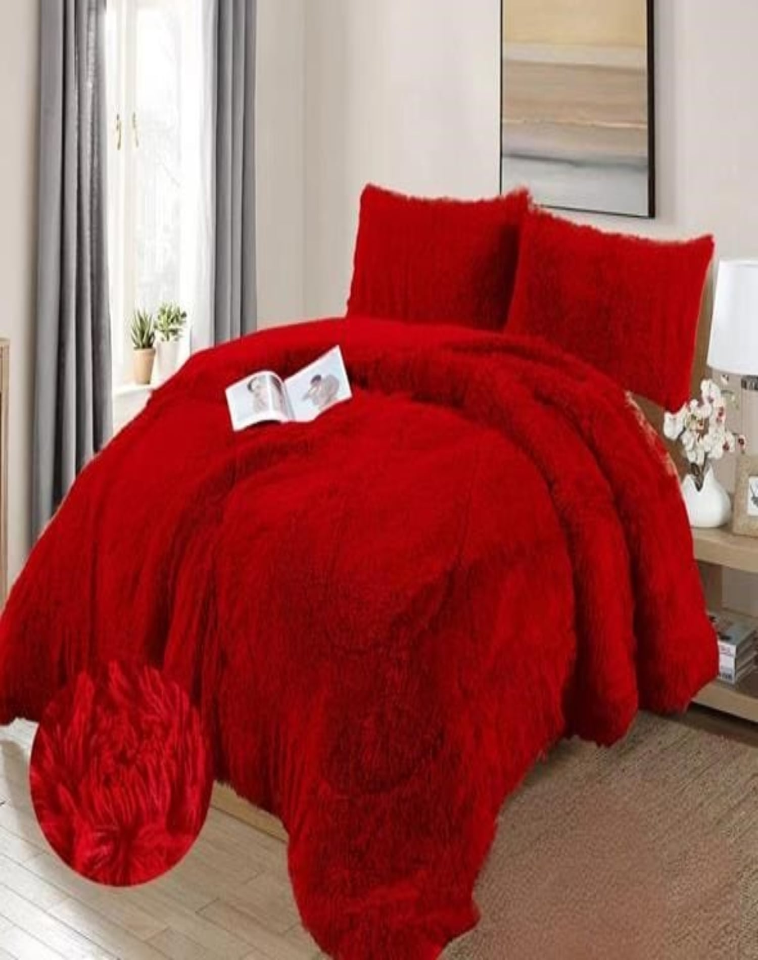 COBERTOR ROJO INVIERNO 230X250 CHIPORRO PELO LARGO C6 - 3