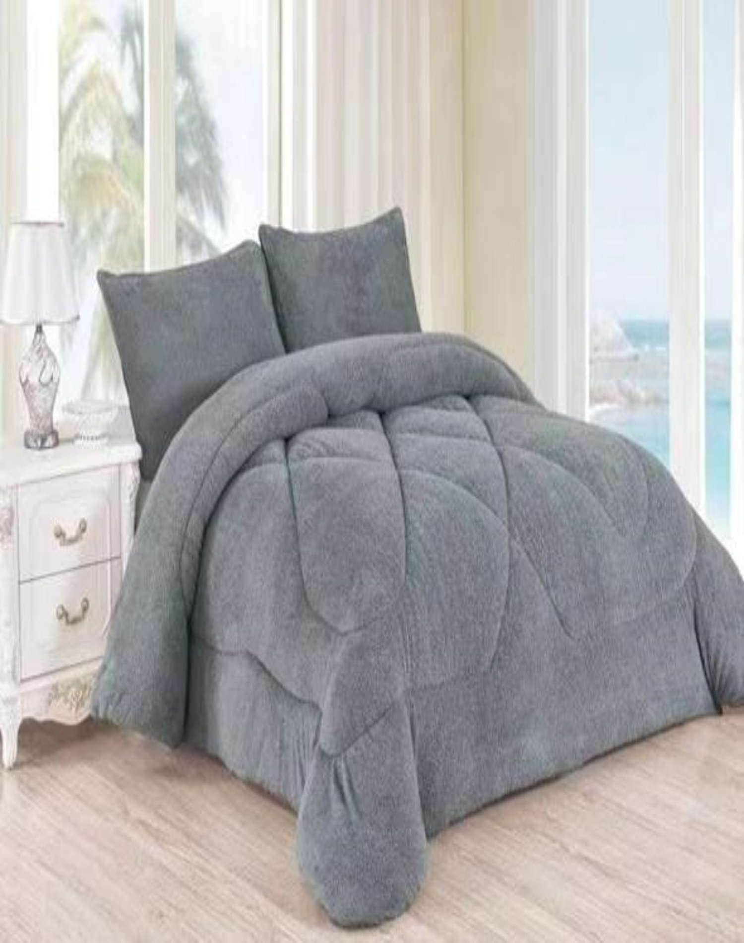 COBERTOR PLUSH GRIS INVIERNO 230X250 CHIPORRO ULTRA CÁLIDO A40 - 3