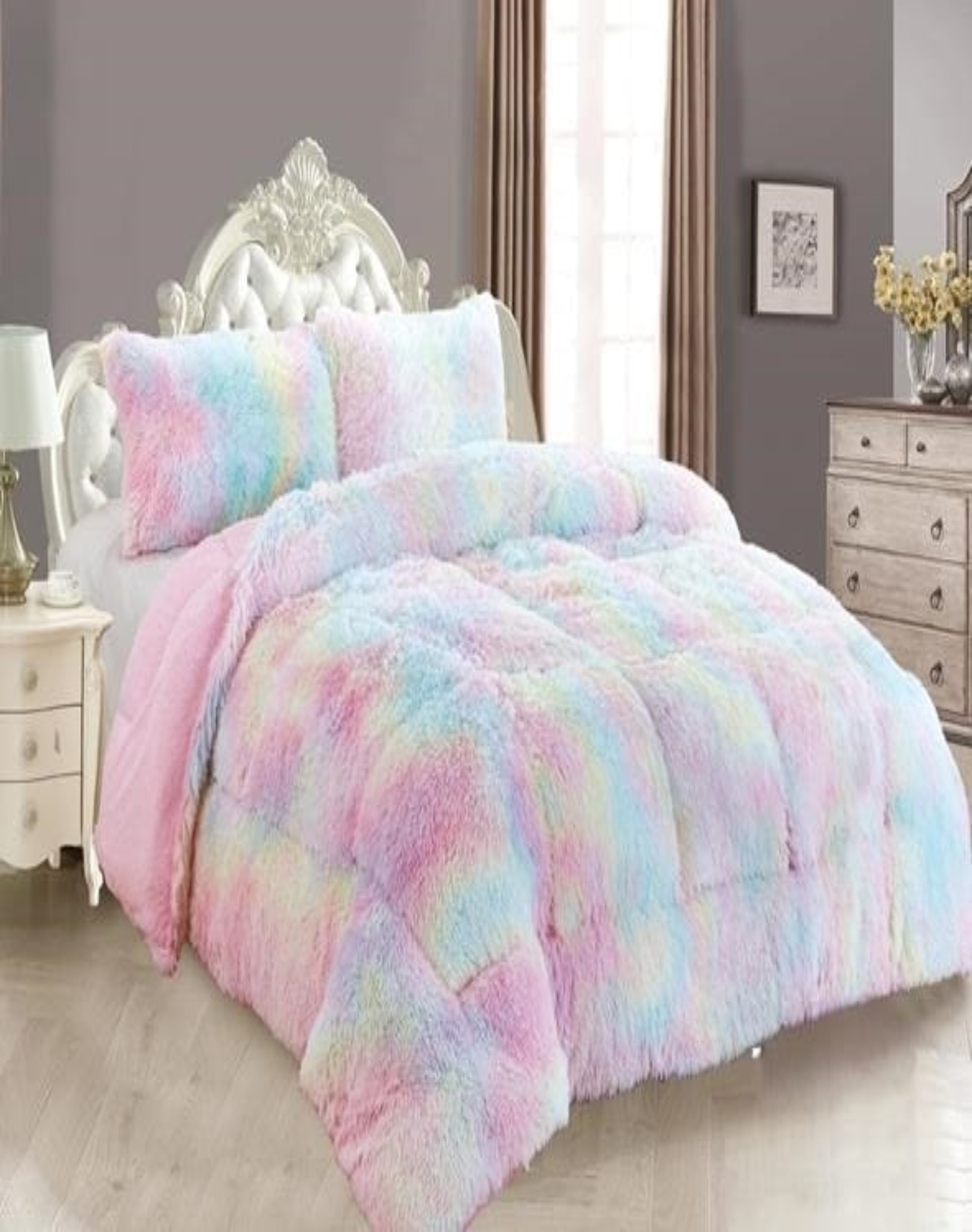 COBERTOR MULTICOLOR INVIERNO 230X250 CHIPORRO PELO LARGO C15 - 3