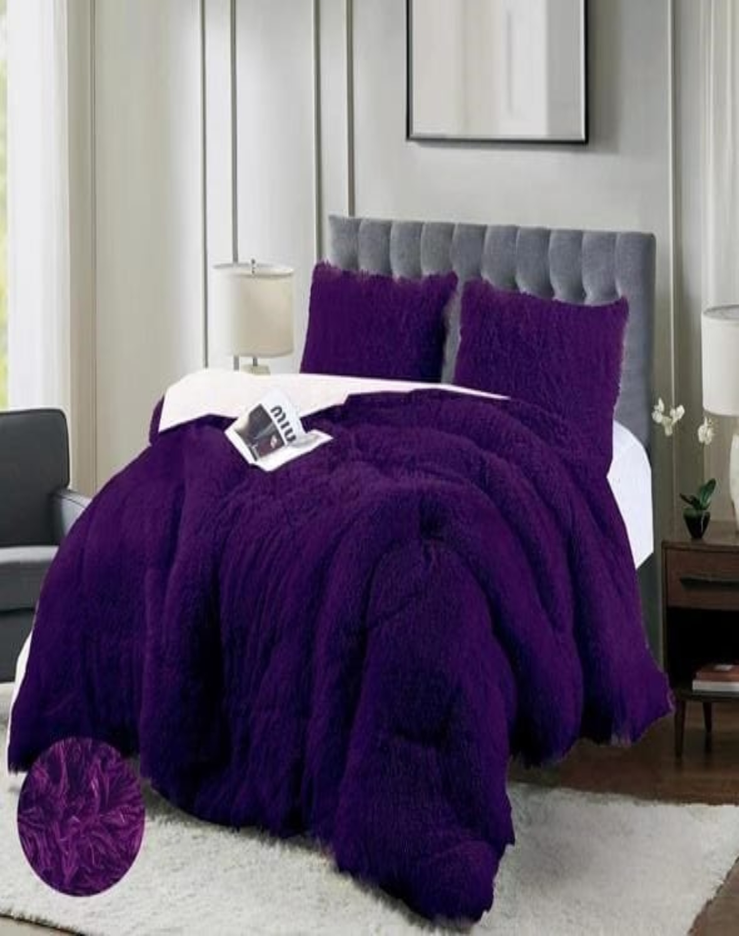 COBERTOR MORADO INVIERNO 230X250 CHIPORRO PELO LARGO C2 - 3