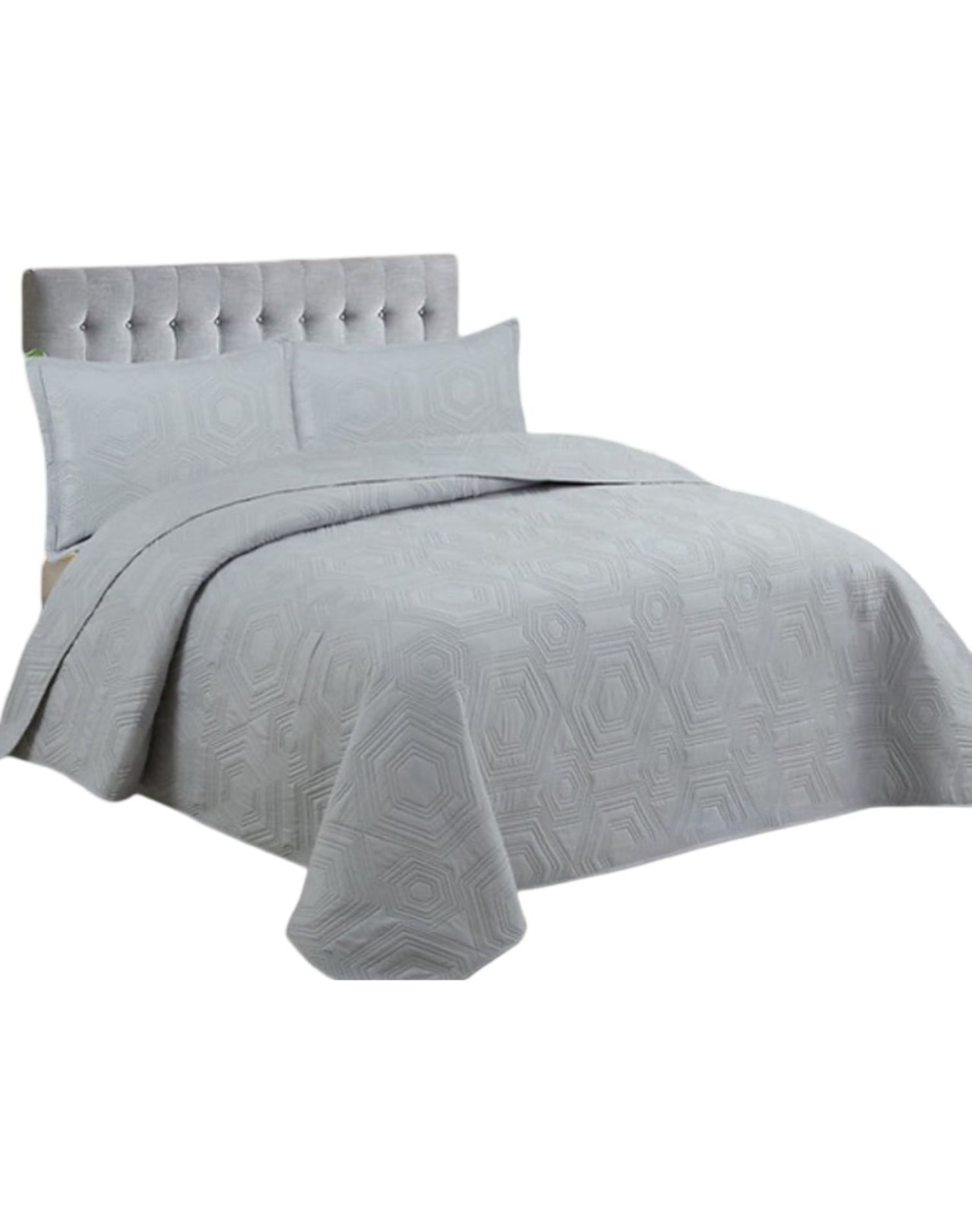 CUBRECAMA GRIS 1P Y MEDIA QUILT VERANO + FUNDA ALMOHADA U6 - 2