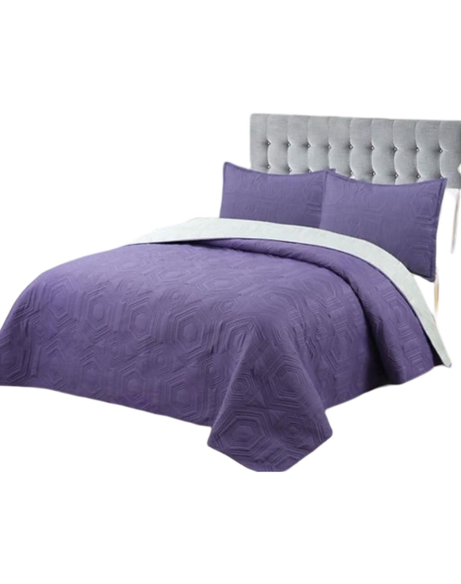 CUBRECAMA MORADO 1P Y MEDIA QUILT VERANO + FUNDA ALMOHADA U7 - 1