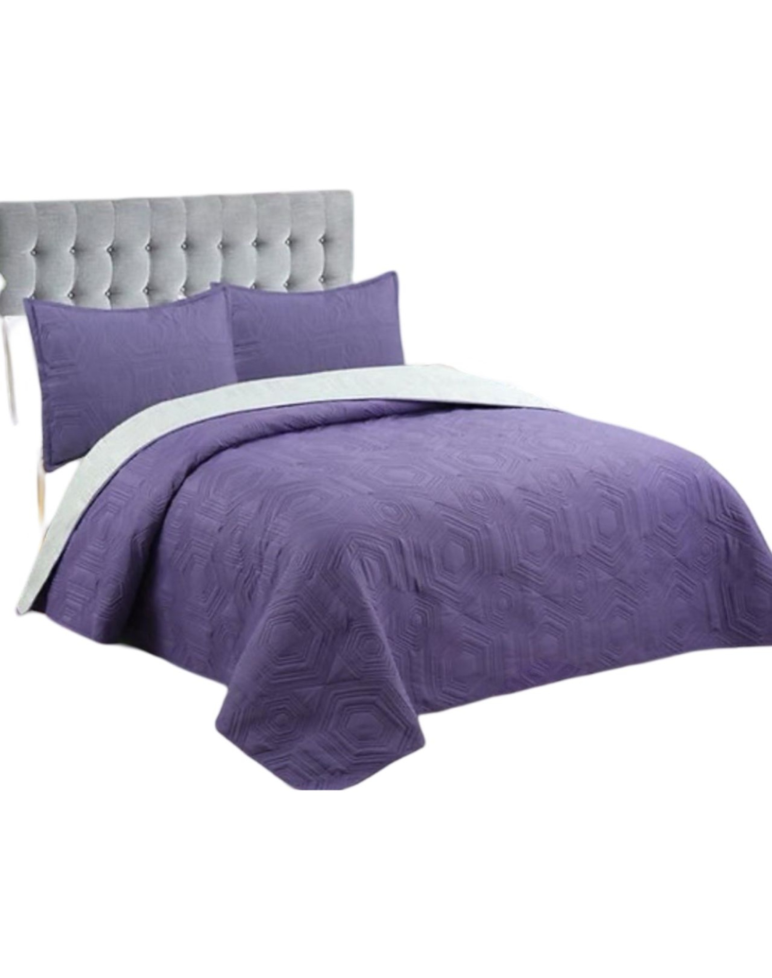 CUBRECAMA MORADO QUILT VERANO KING + 2 FUNDAS ALMOHADA U2 - 2