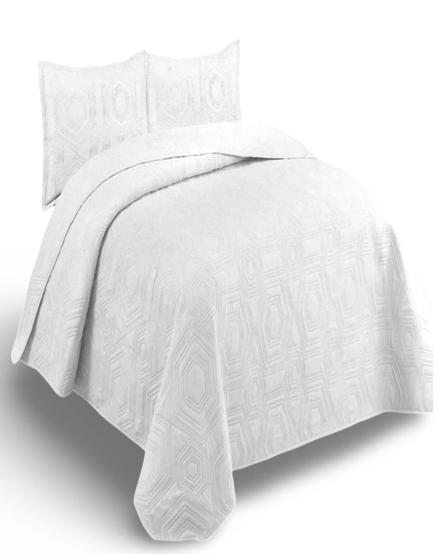 CUBRECAMA BLANCO QUILT VERANO KING + 2 FUNDAS ALMOHADA U8 - 1