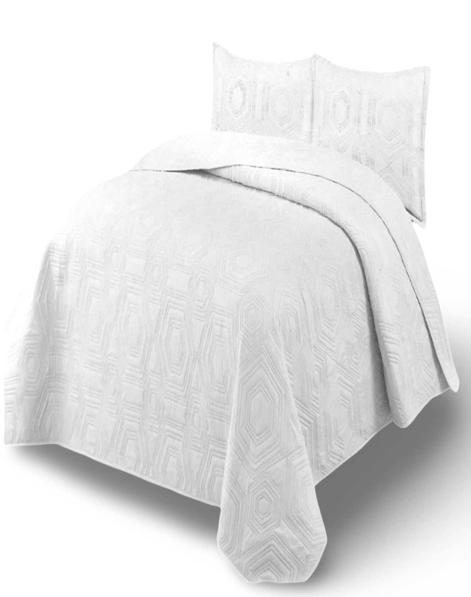 CUBRECAMA BLANCO QUILT VERANO KING + 2 FUNDAS ALMOHADA U8 - 2