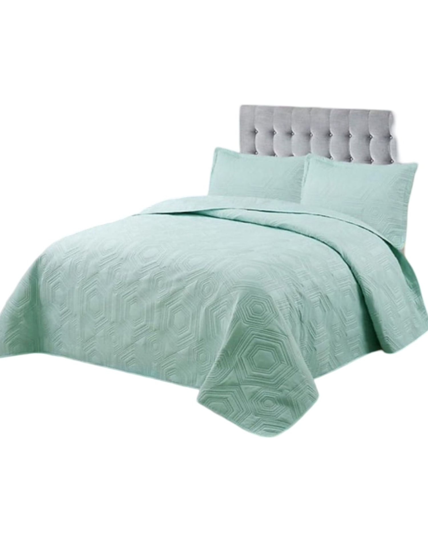 CUBRECAMA TURQUESA 1P Y MEDIA QUILT VERANO + FUNDA ALMOHADA U3 - 1