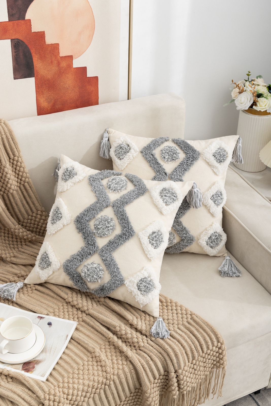 FUNDA COJÍN SET 4 BOHO B3 45 X 45 CM MULTICOLOR - 1