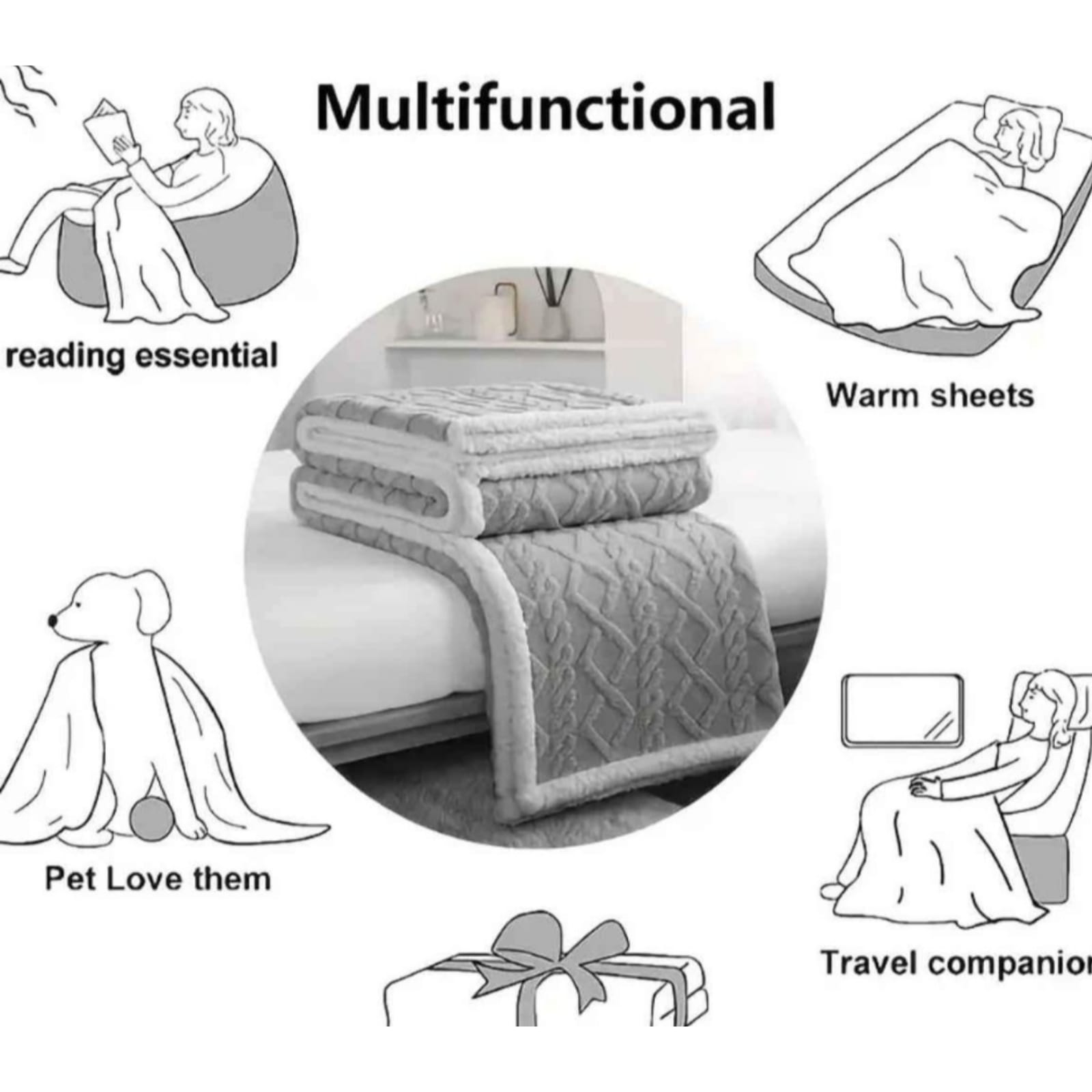 FRAZADA TEXTURIZADO CHIPORRO C2 2 PLAZAS 40 X 30 CM MICROFIBRA MULTICOLOR - 2