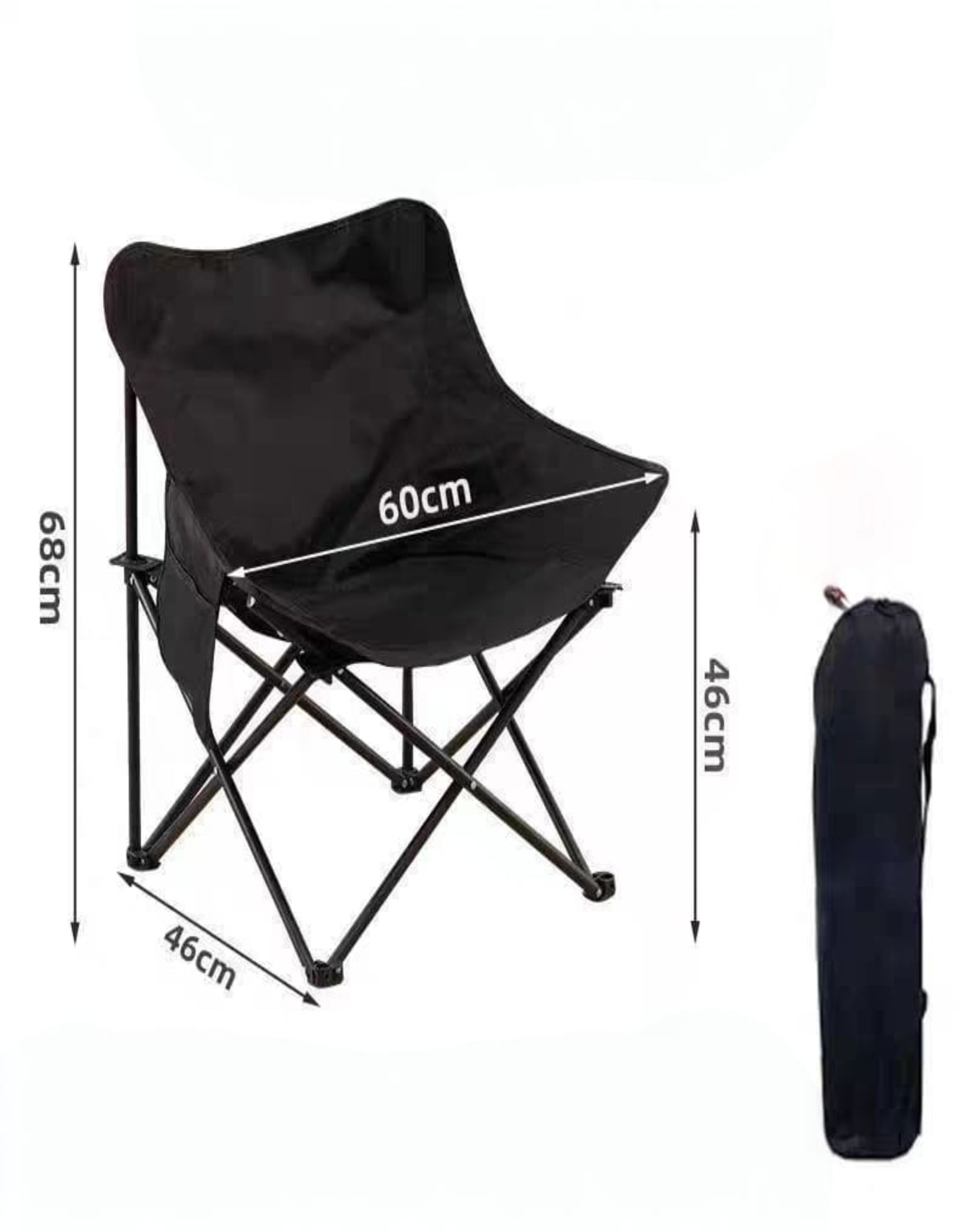 SILLA PLEGABLE DE LONA PARA EXTERIOR CAMPING NEGRA - 2