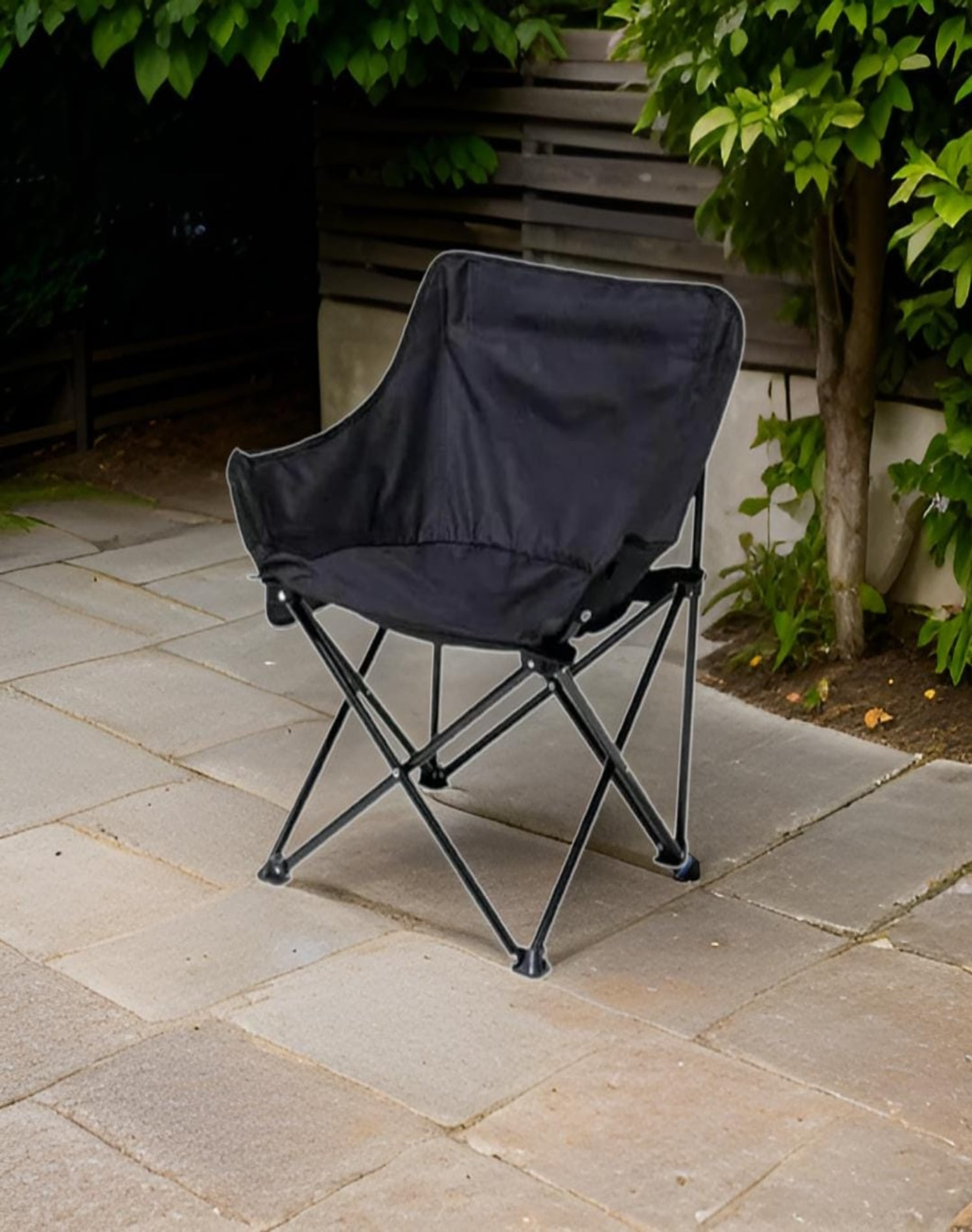 SILLA PLEGABLE DE LONA PARA EXTERIOR CAMPING NEGRA - 3