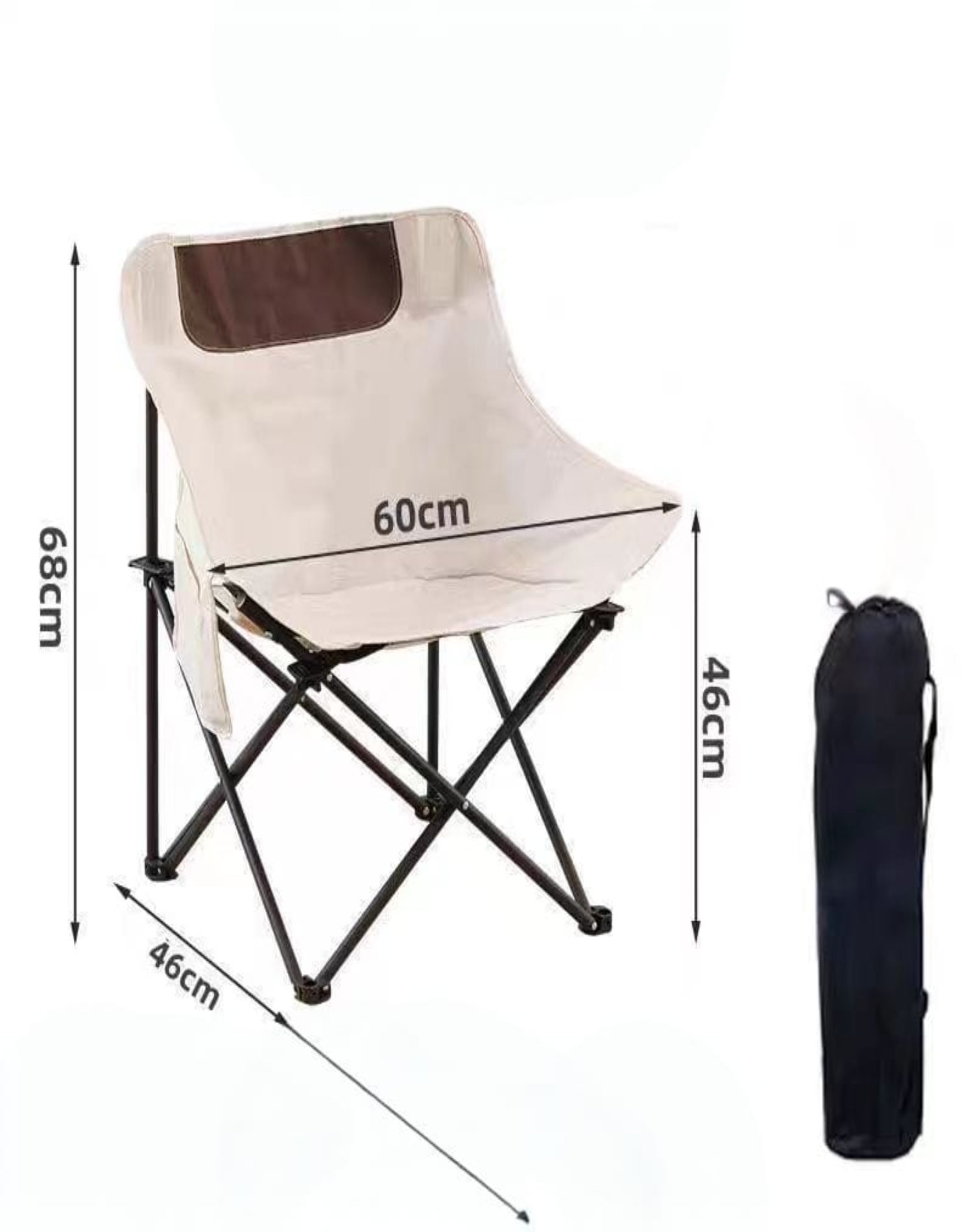 SILLA PLEGABLE DE LONA PARA EXTERIOR CAMPING CREMA - 2