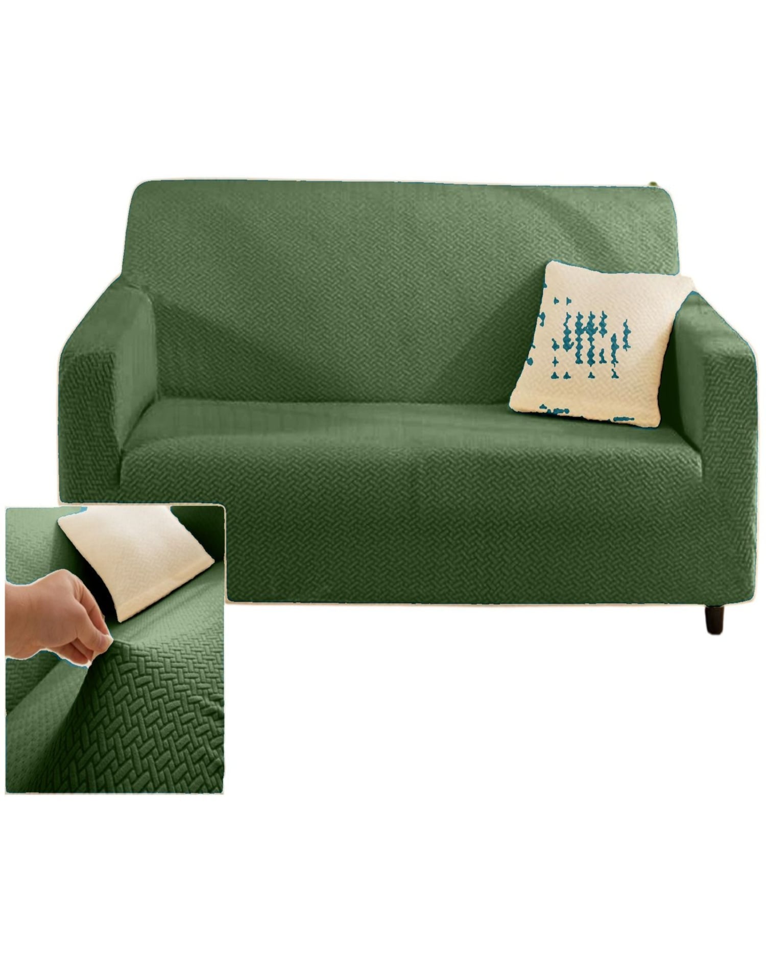 FUNDA SOFÁ JUEGO TEXTURIZADAS 3+1+1 ANTIDESLIZANTES 5N4 VERDE - 1