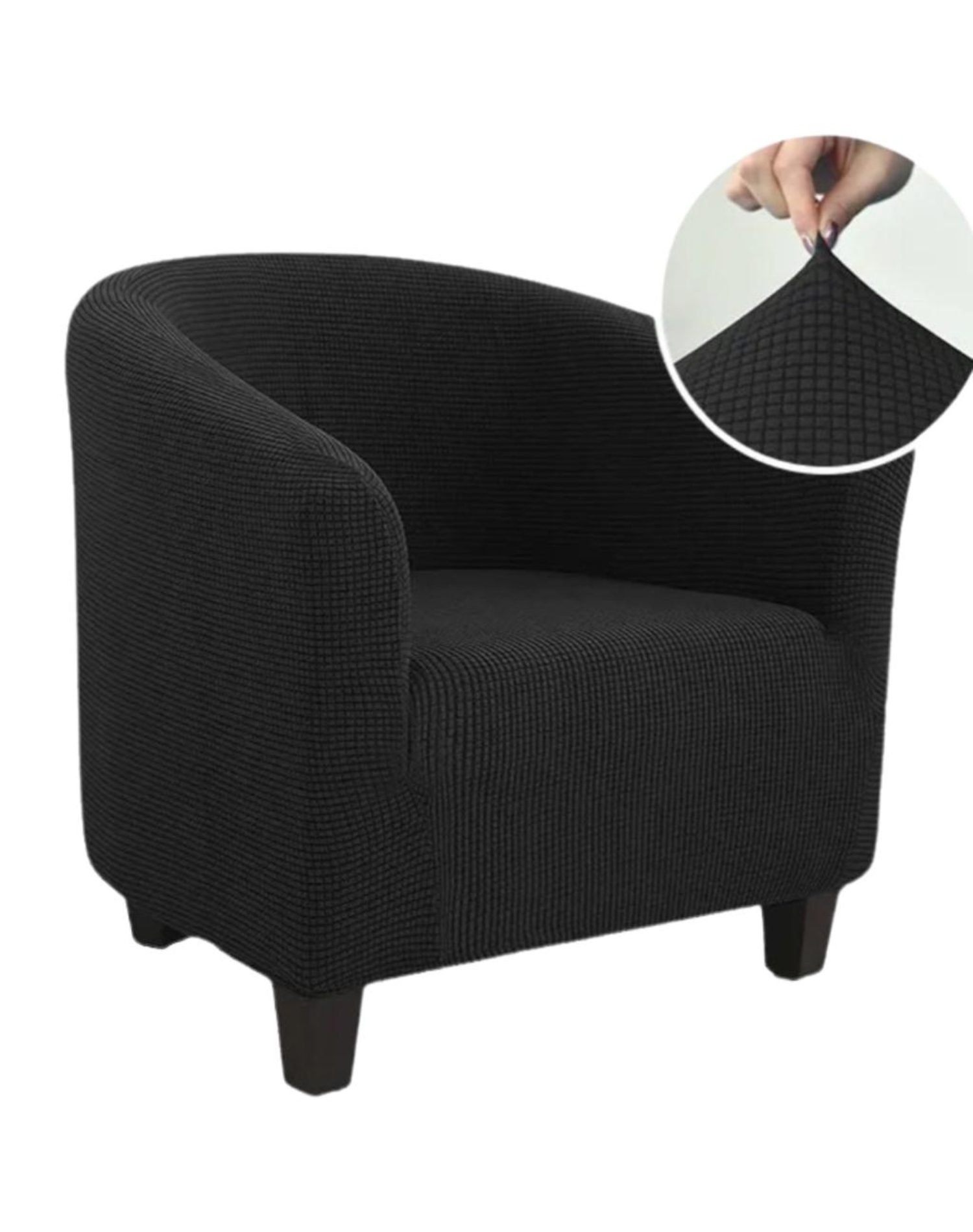 FUNDA SET 2 POLTRONA SOFÁ TEXTURIZADA AJUSTABLE 8N4 NEGRO - 2