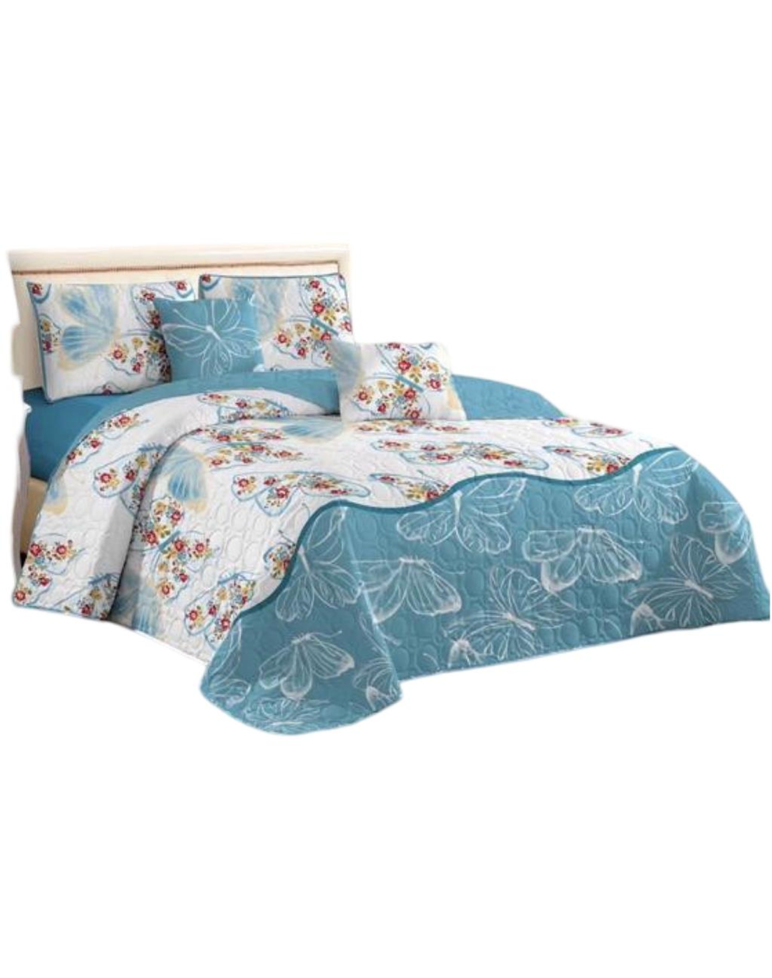 CUBRECAMA MULTICOLOR QUILT 2 PLAZAS+2 FUNDAS VERANO FRESCO 13N07 - 1