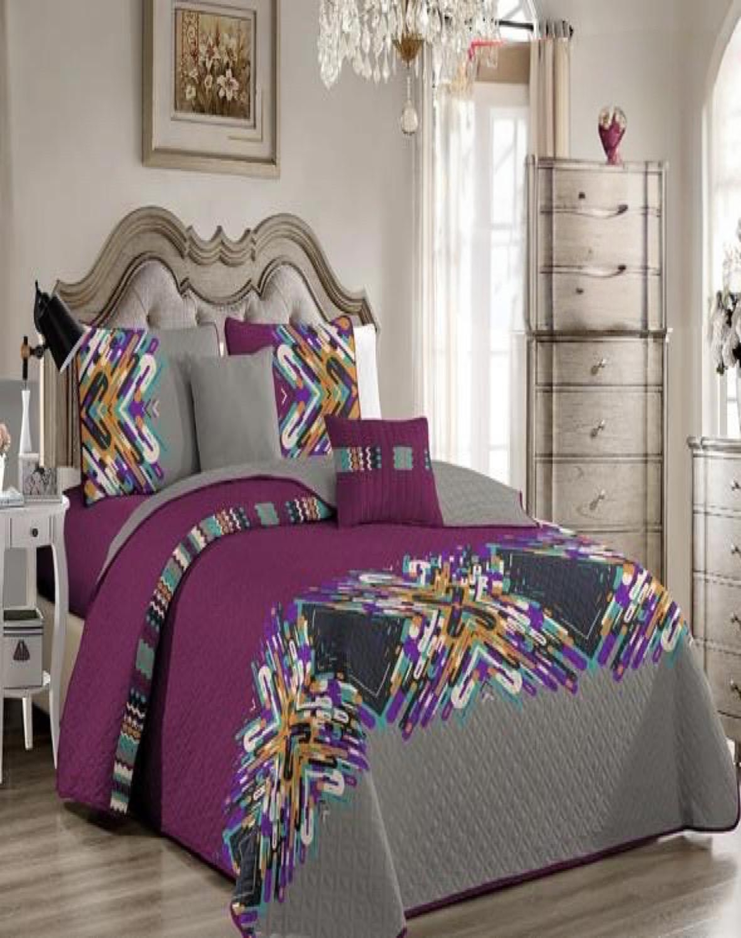 CUBRECAMA MULTICOLOR QUILT 2 PLAZAS+2 FUNDAS VERANO FRESCO 13N18 - 3
