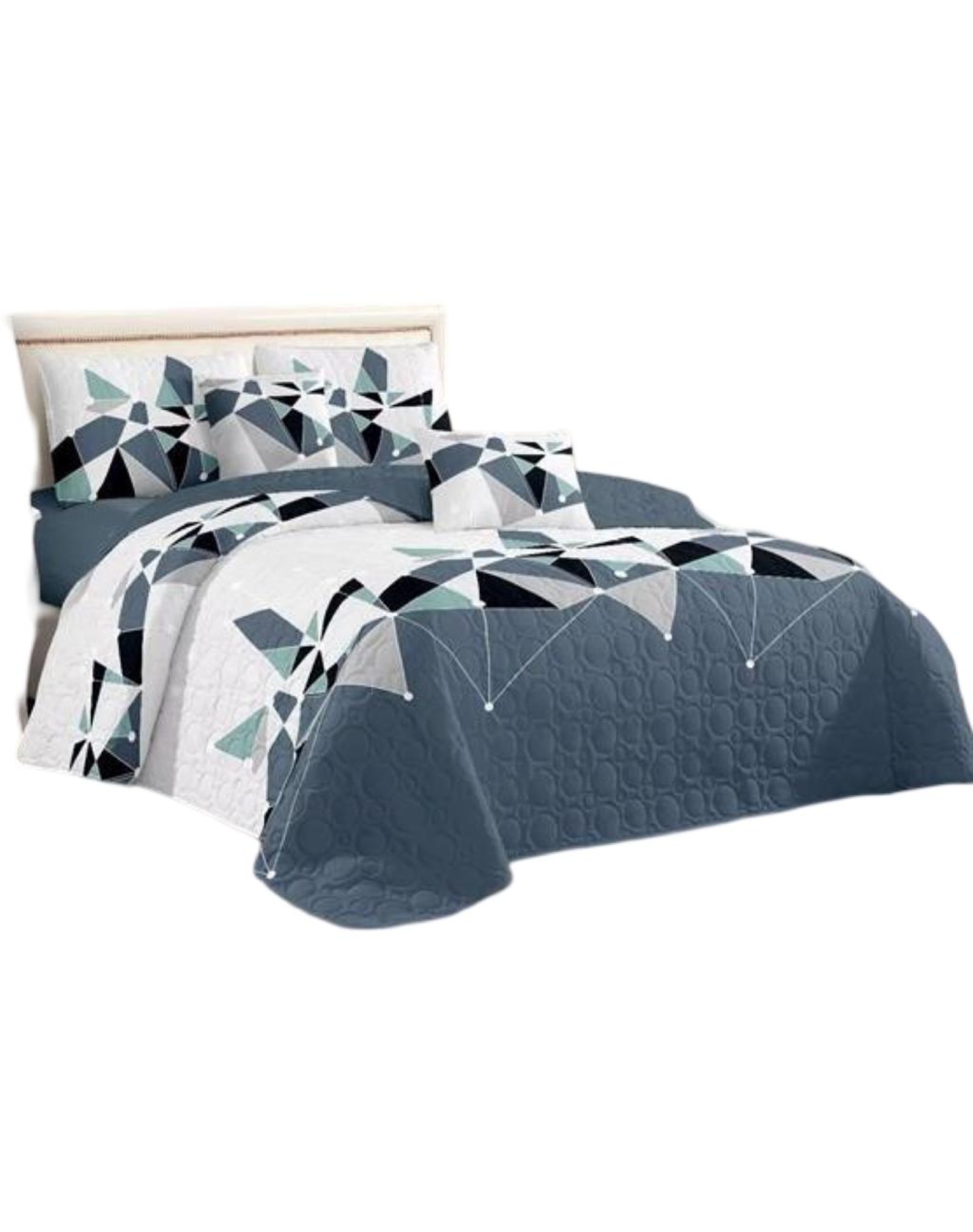 CUBRECAMA MULTICOLOR QUILT 2 PLAZAS+2 FUNDAS VERANO FRESCO 13N71 - 1