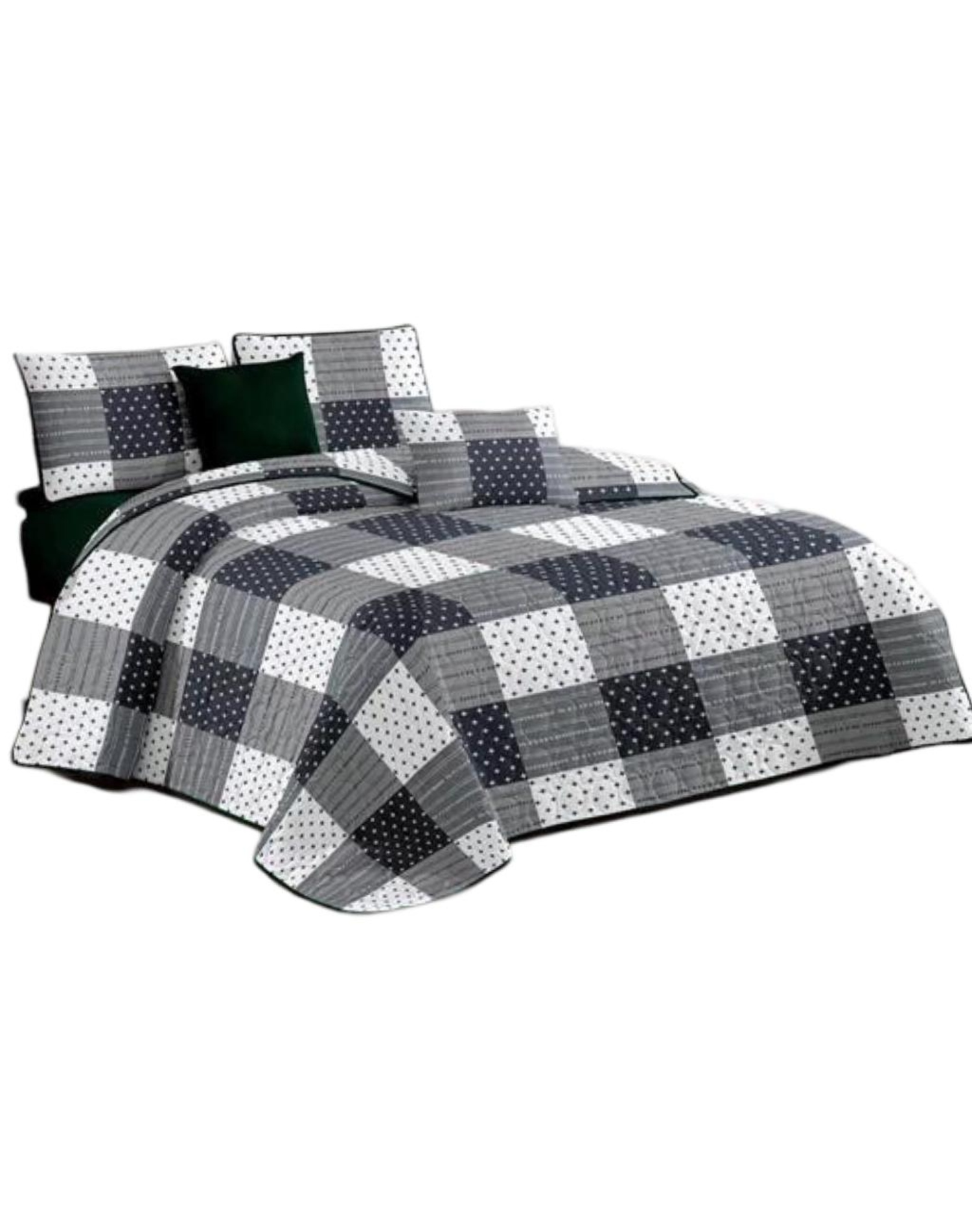 CUBRECAMA MULTICOLOR QUILT 2 PLAZAS+2 FUNDAS VERANO FRESCO 13N06 - 1