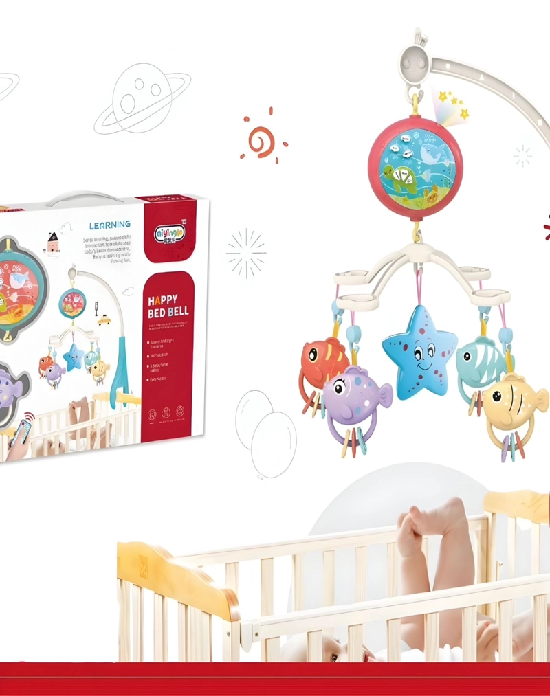 MÓVIL MUSICAL CUNA BEBÉ CON CONTROL Y LUZ 21N5 MULTICOLOR - 4