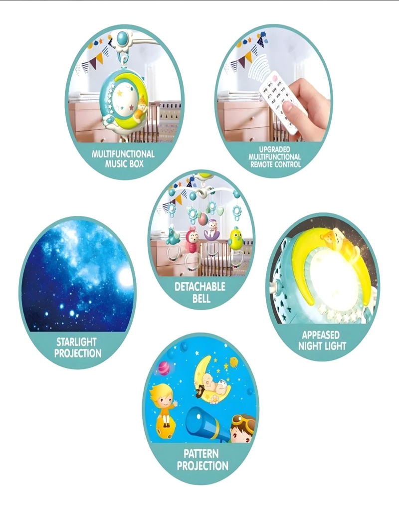 MÓVIL MUSICAL CUNA BEBÉ CON CONTROL Y LUZ 21N11 AZUL - 3