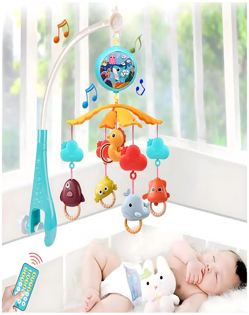 MÓVIL MUSICAL CON LUZ Y SONIDO CUNA BEBÉ CON CONTROL 21N4 MULTICOLOR - 3