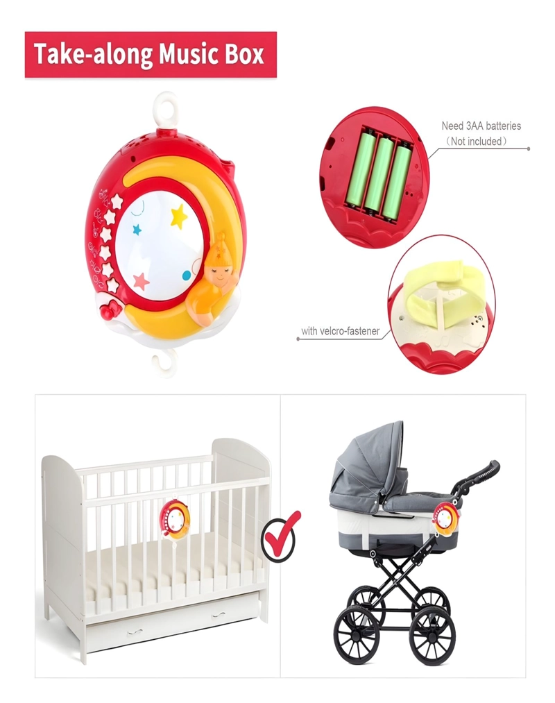MÓVIL MUSICAL CUNA BEBÉ CON CONTROL Y LUZ 21N10 ROJO - 4