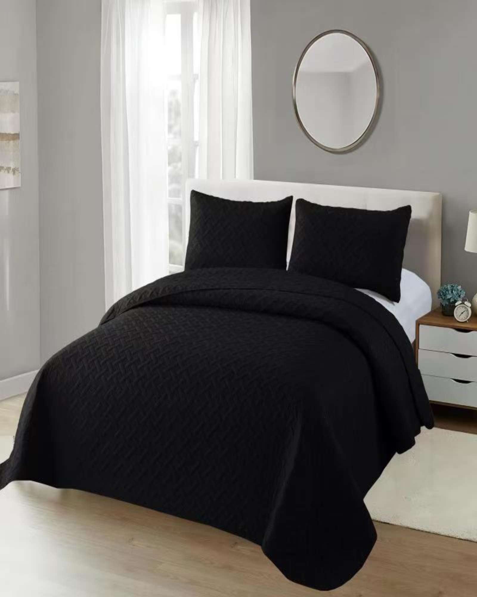 CUBRECAMA COLCHAS QUILT DE VERANO KING NEGRO - 1
