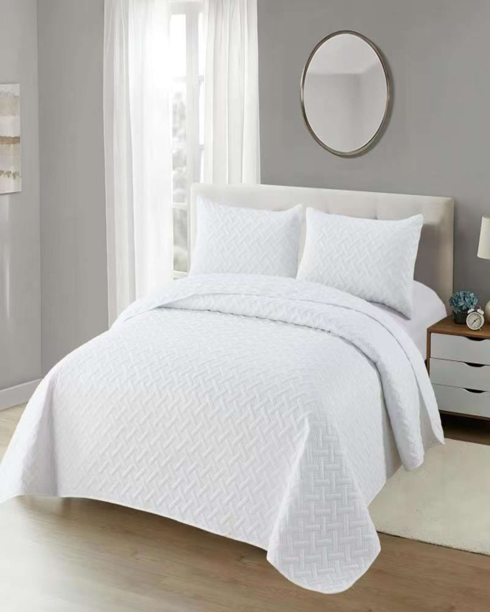 CUBRECAMA COLCHAS QUILT DE VERANO KING  BLANCO - 1