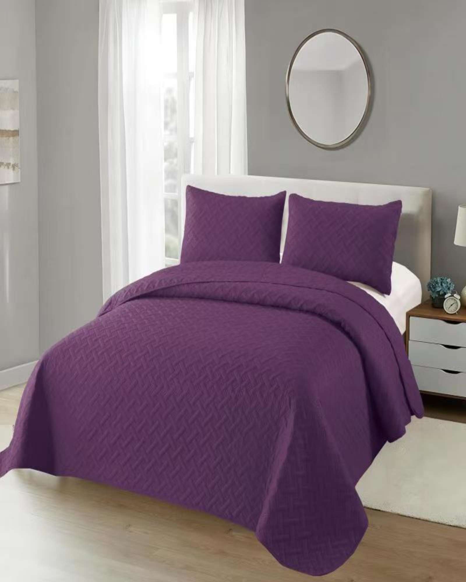 CUBRECAMA COLCHAS QUILT DE VERANO  KING MORADO - 1