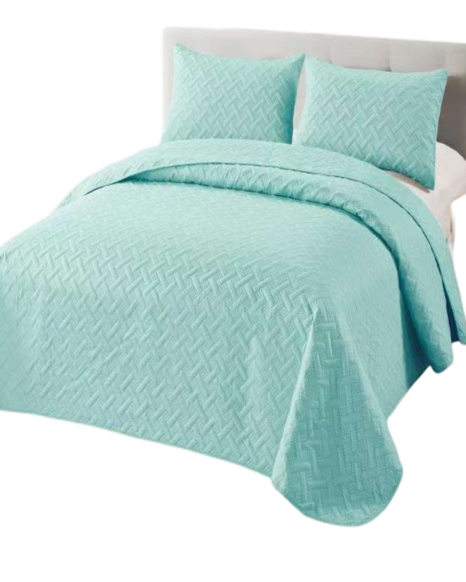 CUBRECAMA COLCHAS QUILT DE VERANO 2 PLAZAS CELESTE - 2