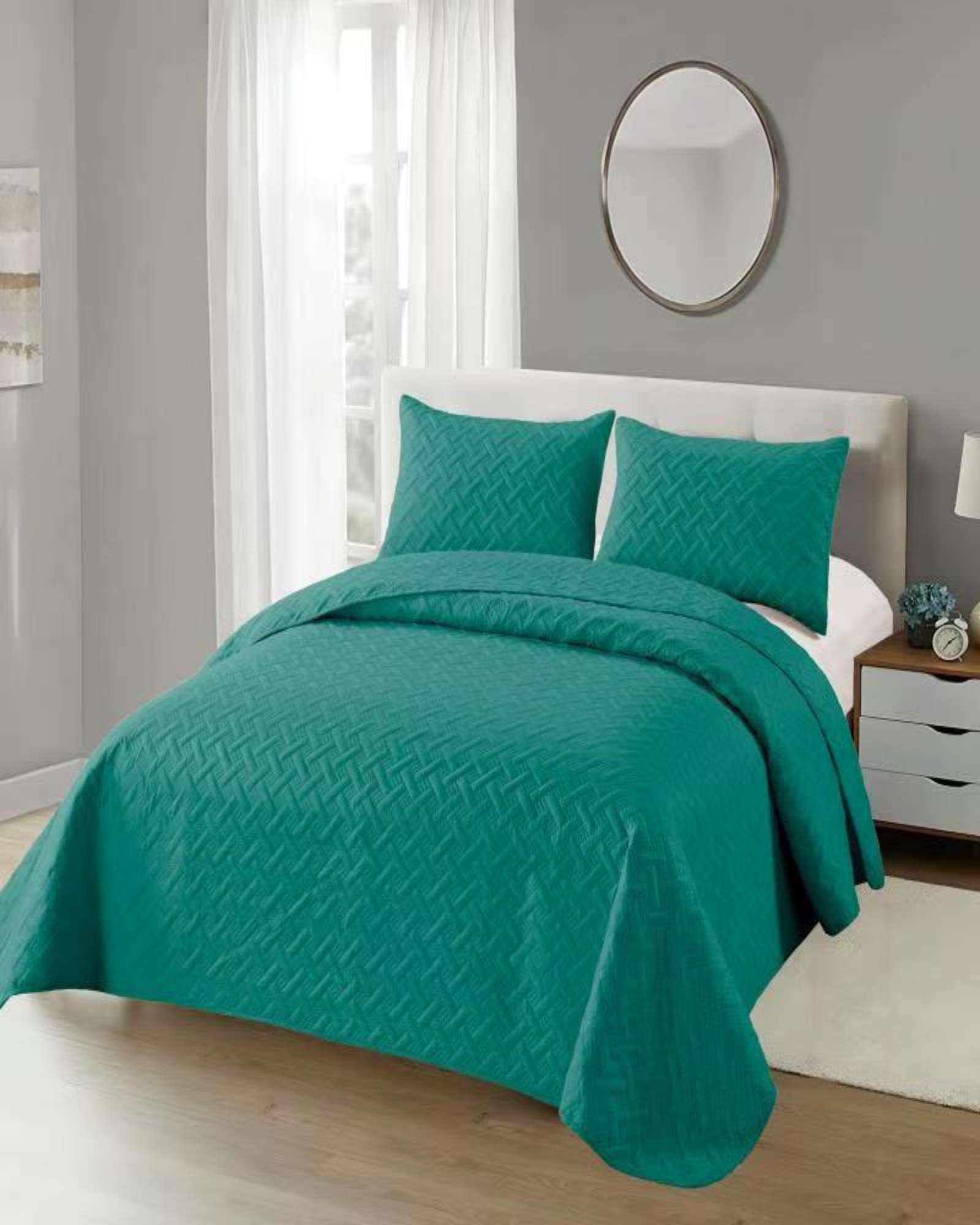 CUBRECAMA COLCHAS QUILT DE VERANO KING TURQUESA - 1