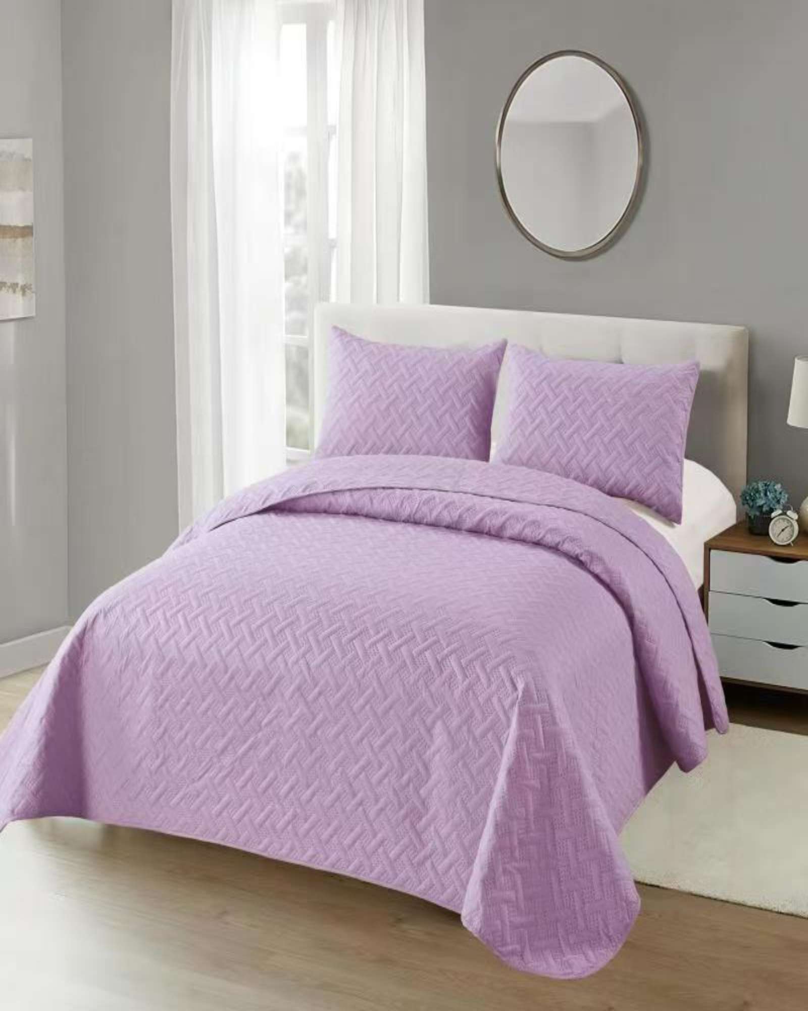 CUBRECAMA COLCHAS QUILT DE VERANO KING LILA - 1