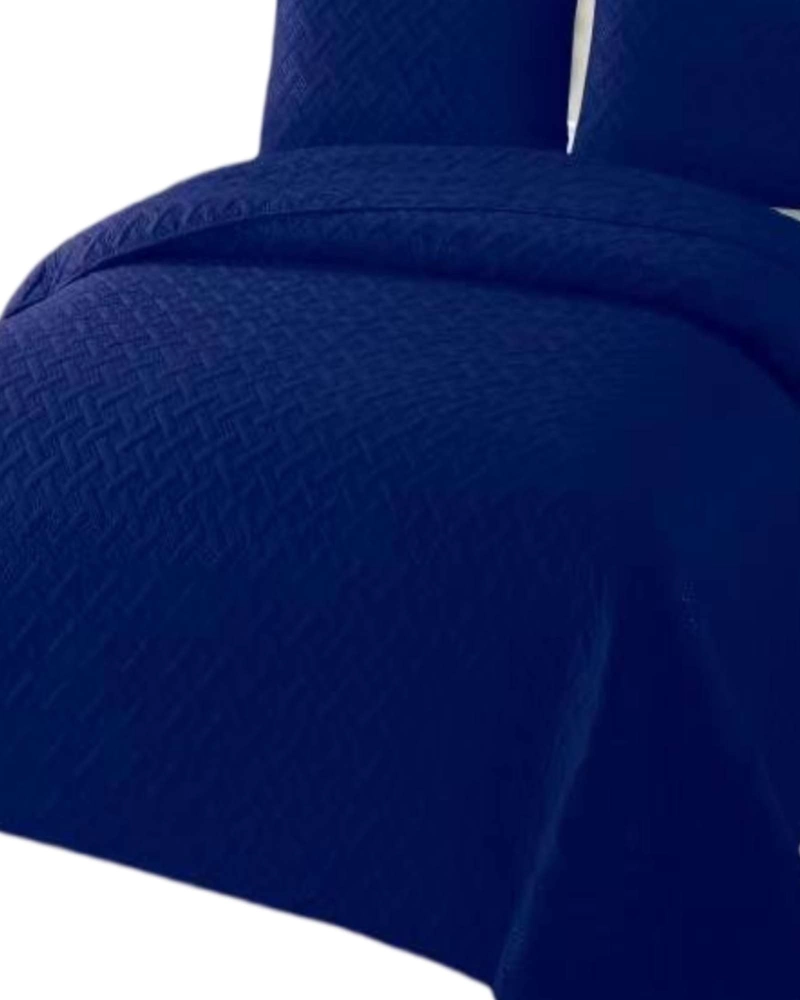 CUBRECAMA COLCHAS QUILT DE VERANO KING  AZUL MARINO - 3