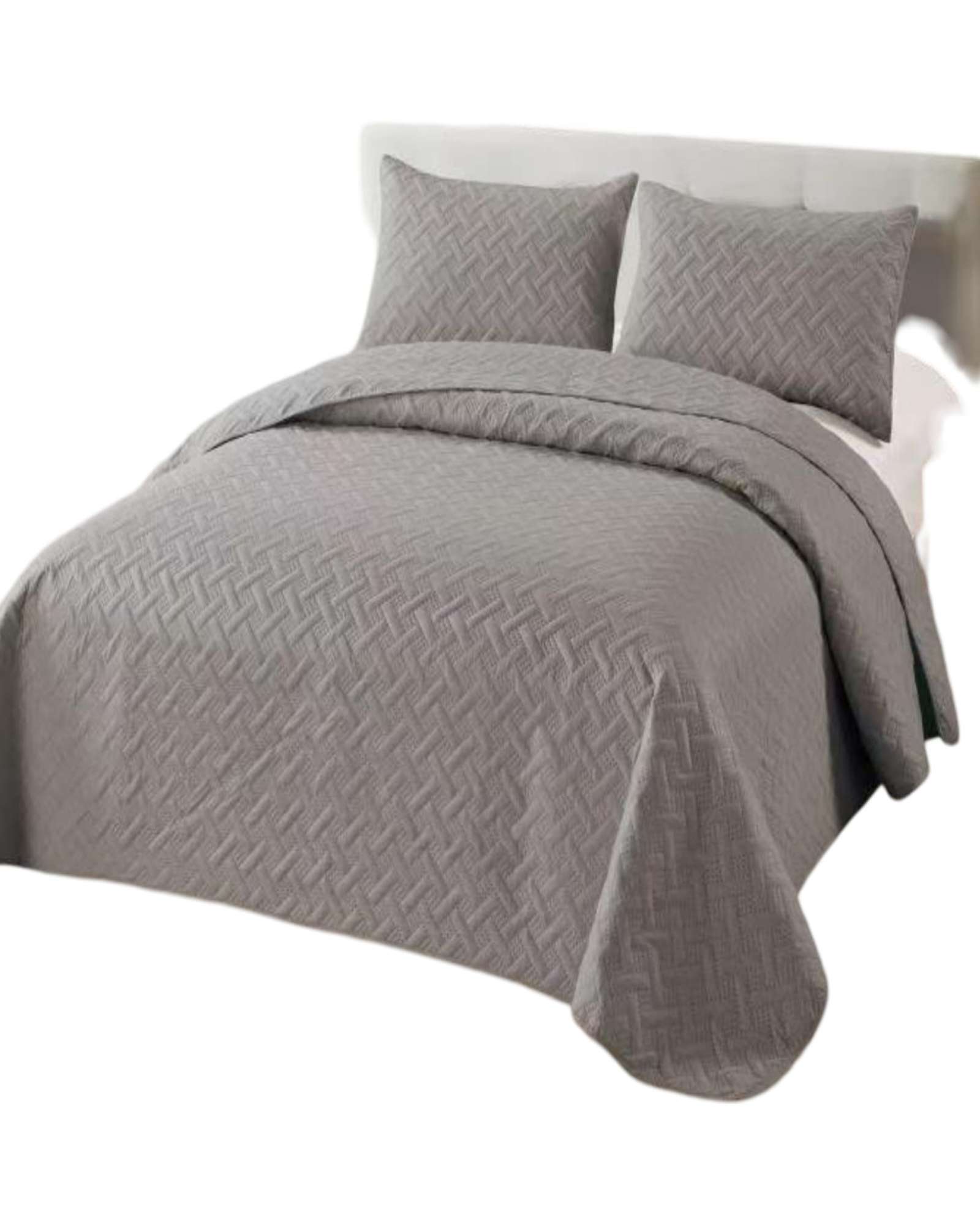 CUBRECAMA COLCHAS QUILT DE VERANO 2 PLAZAS GRIS - 2