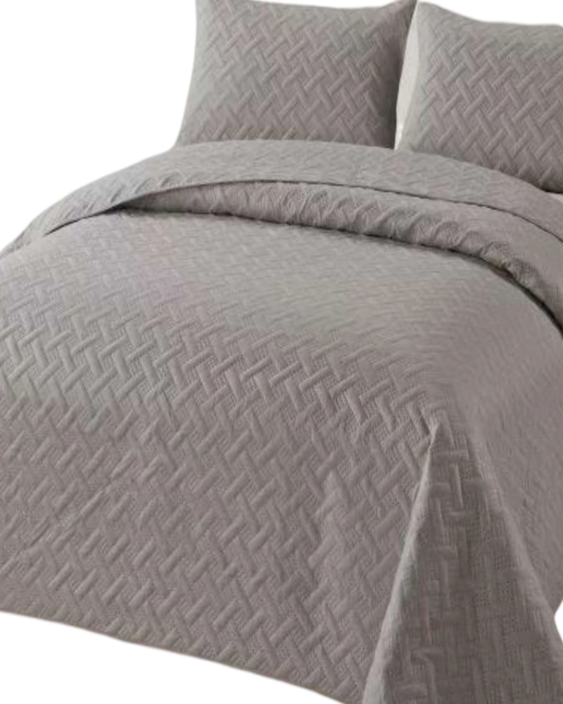 CUBRECAMA COLCHAS QUILT DE VERANO 2 PLAZAS GRIS - 3