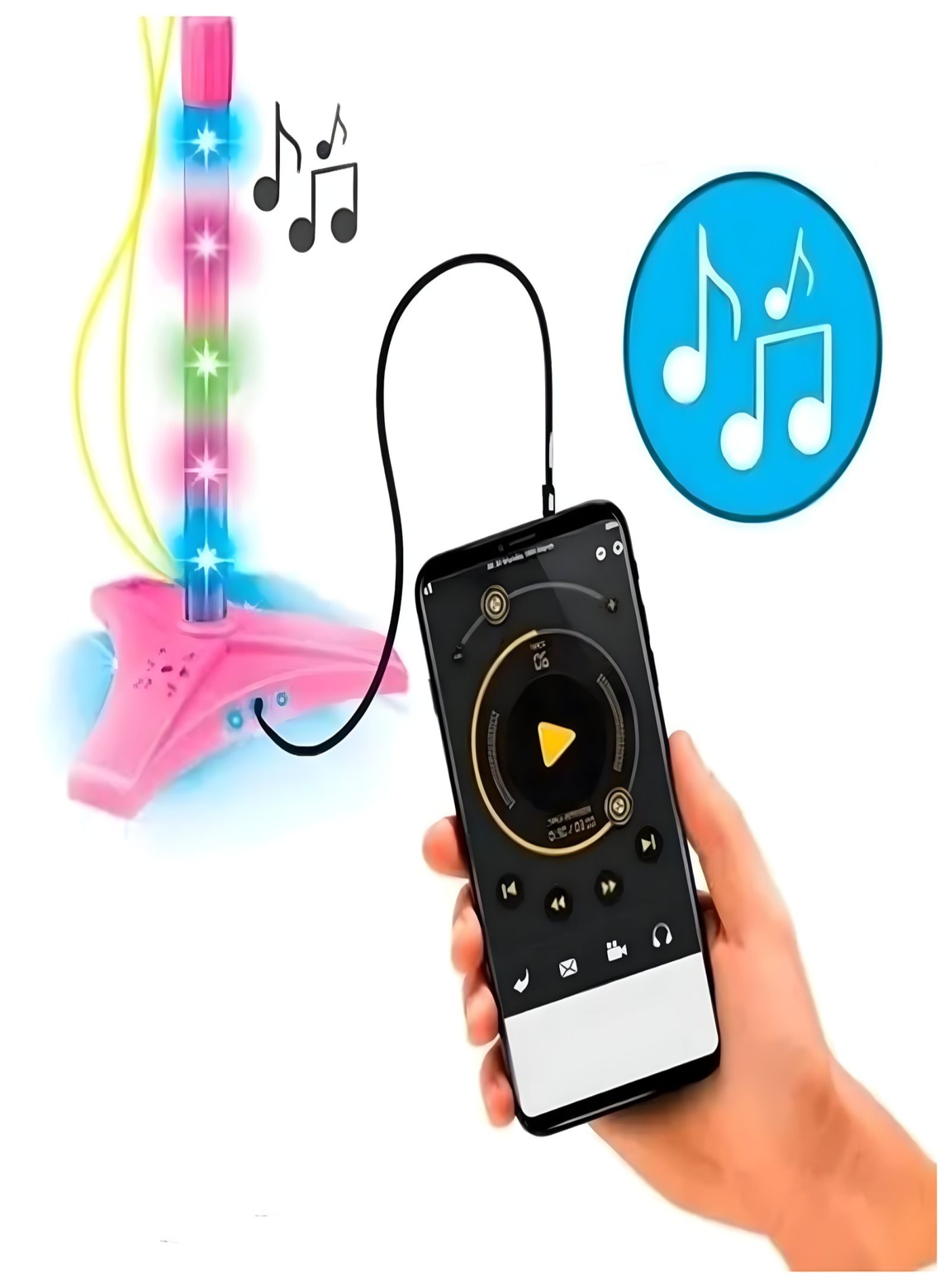 JUGUETE MICRÓFONO KARAOKE PEDESTAL LUCES MP3 27N2 - 2