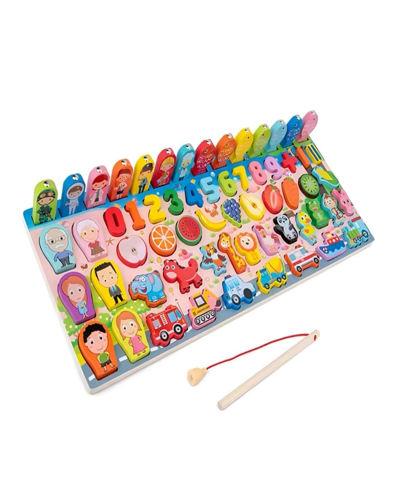 JUGUETE DIDÁCTICO MULTICOLOR TABLERO 61PZS PESCA MAGNÉTICO 28N7 - 1