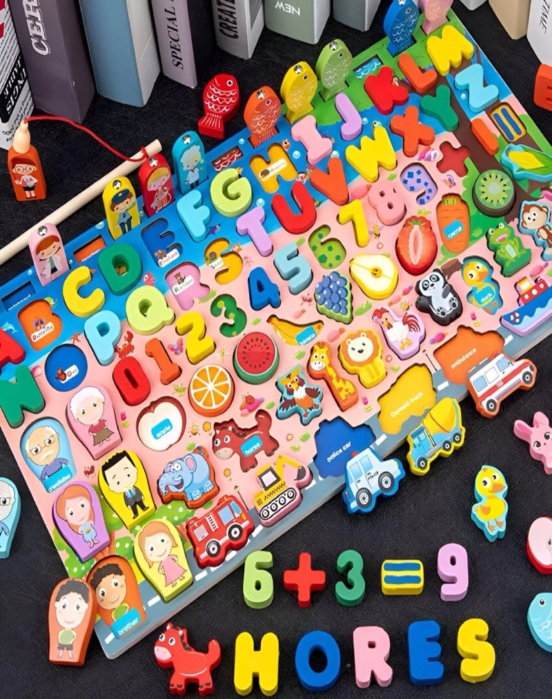 JUGUETE DIDÁCTICO MULTICOLOR TABLERO 61PZS PESCA MAGNÉTICO 28N7 - 4