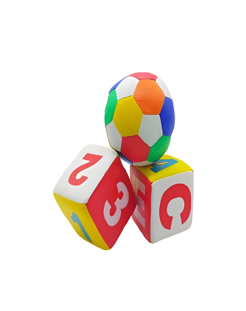 JUGUETE DIDÁCTICO MULTICOLOR PELOTA Y DADOS DE ESPONJA 3 PCS 28N3 - 1